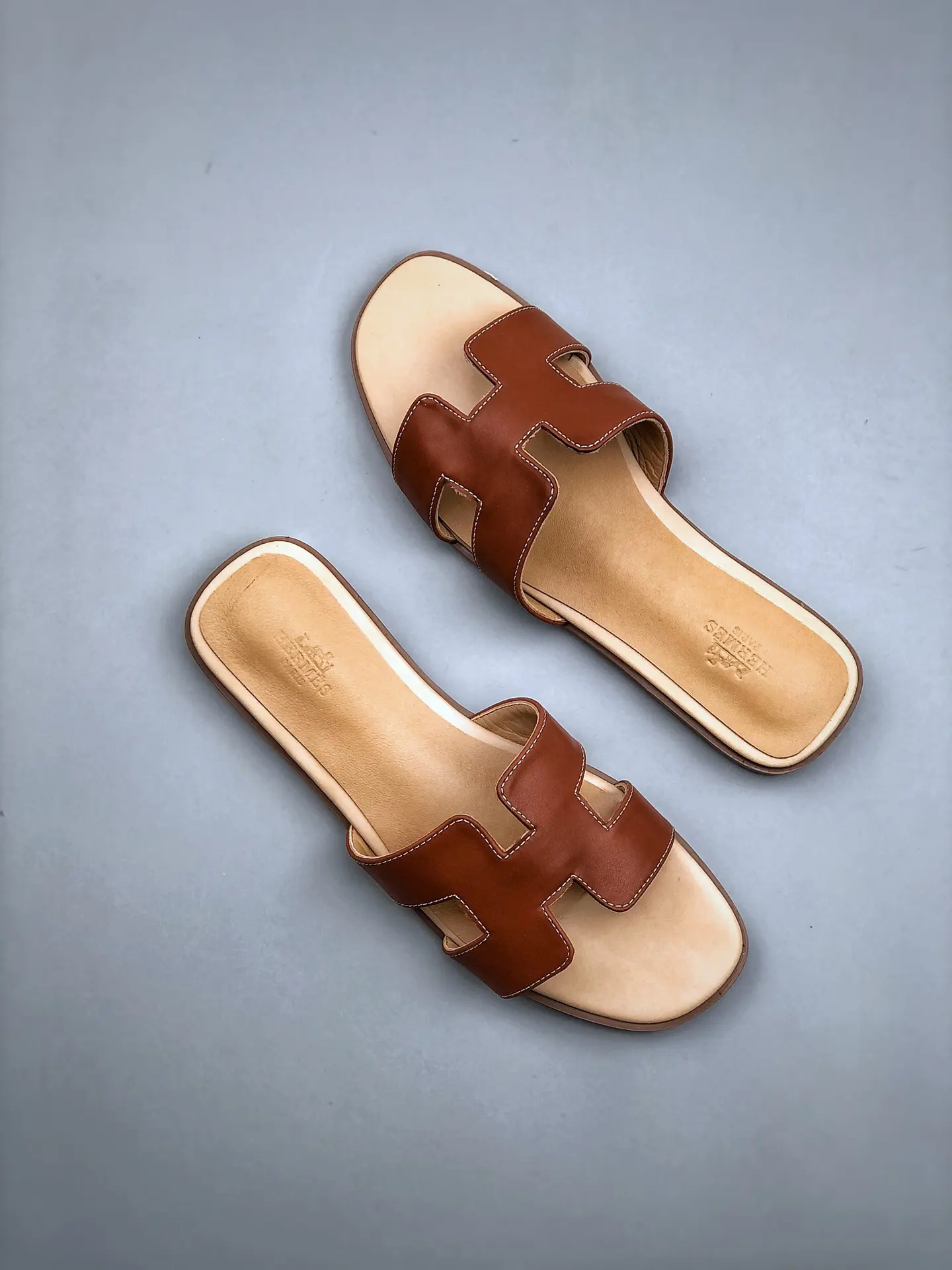 YASSW | Fake Hermes Oran Sandals - Brown/Tan - US 8