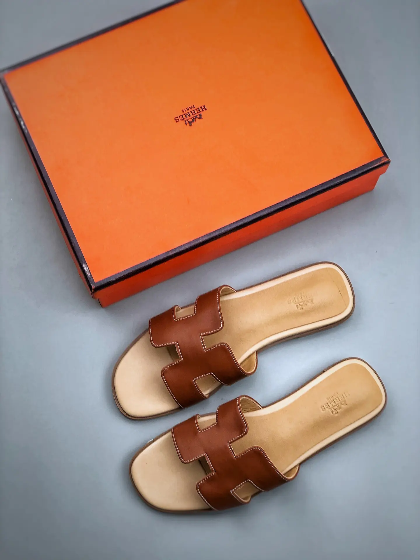 YASSW | Fake Hermes Oran Women's Sandals in Brown/Tan - US Size 8