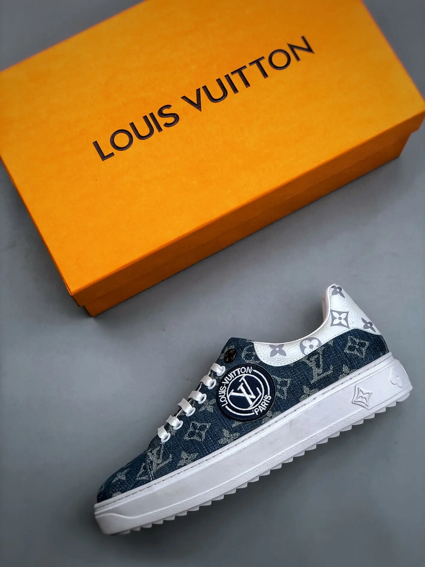 YASSW | Louis Vuitton Denim Time Out Sneakers Replica - Stylish & Affordable