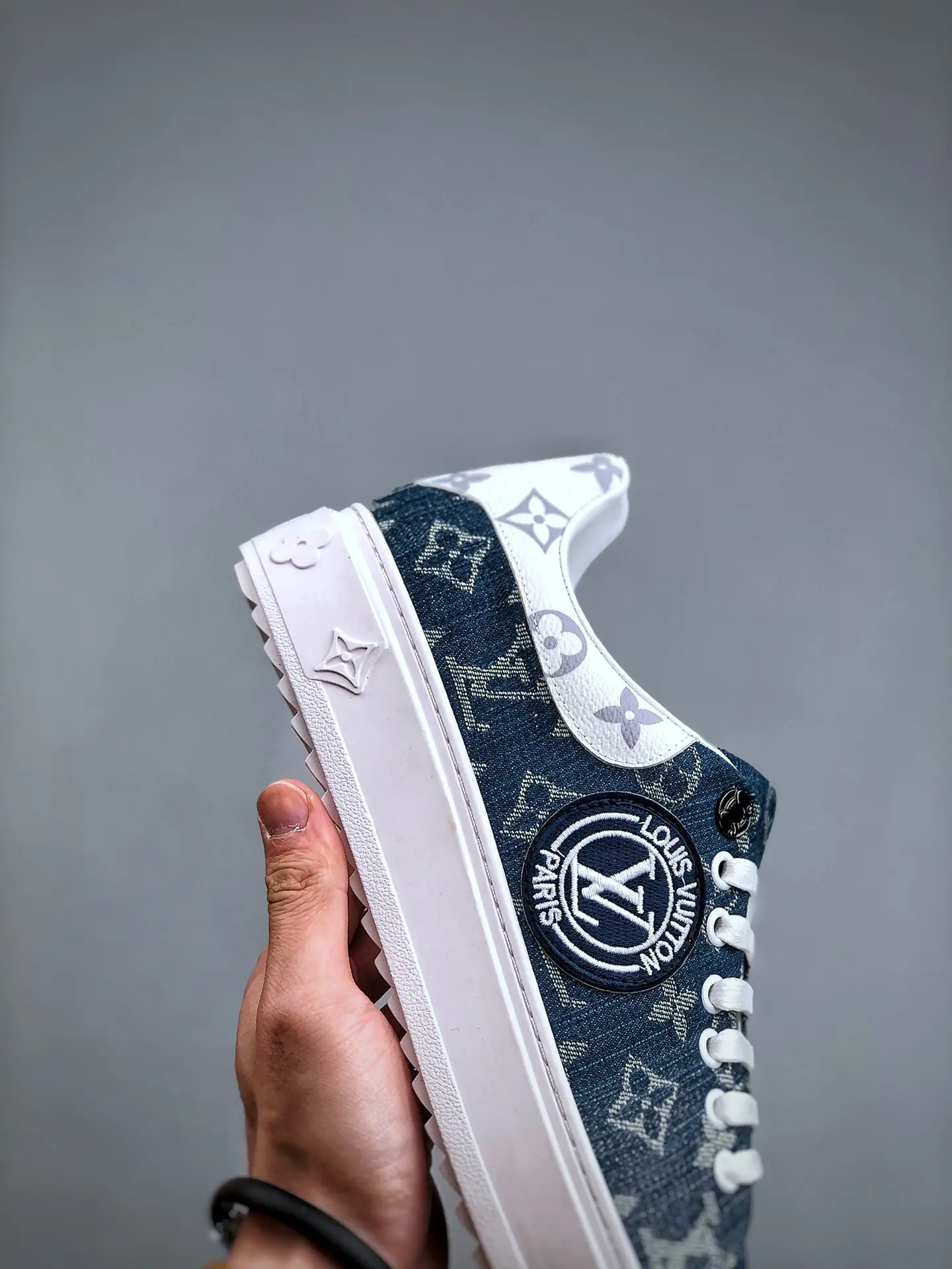 YASSW | Louis Vuitton Denim Time Out Sneakers Replica - Stylish & Affordable