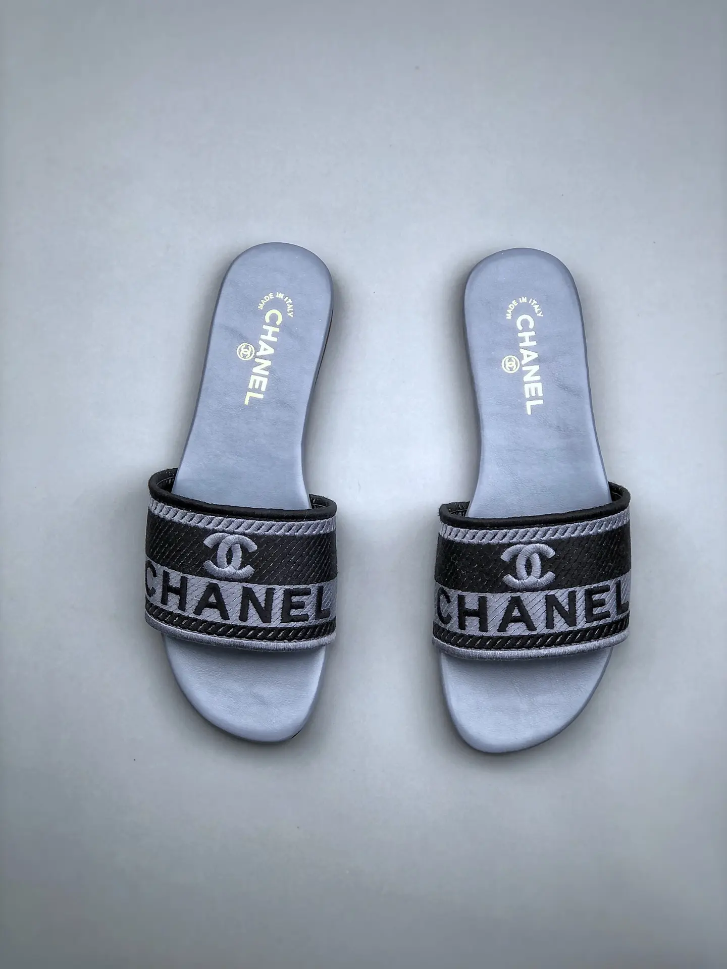 YASSW | Affordable Replica Chanel Sandals: Black, Grey, Pink CC