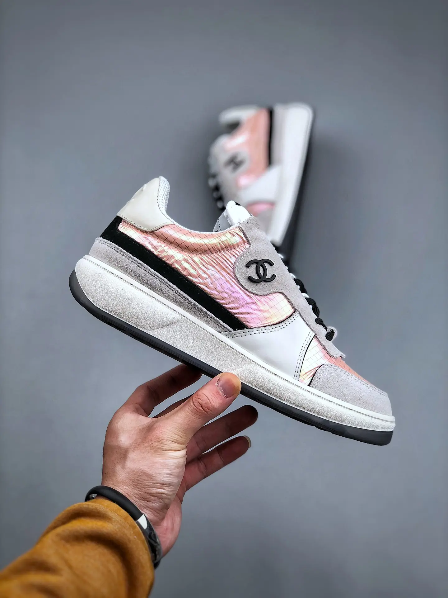 YASSW | Chanel Pink, Gray & White CC Sneakers Replica Review: A Detailed Look