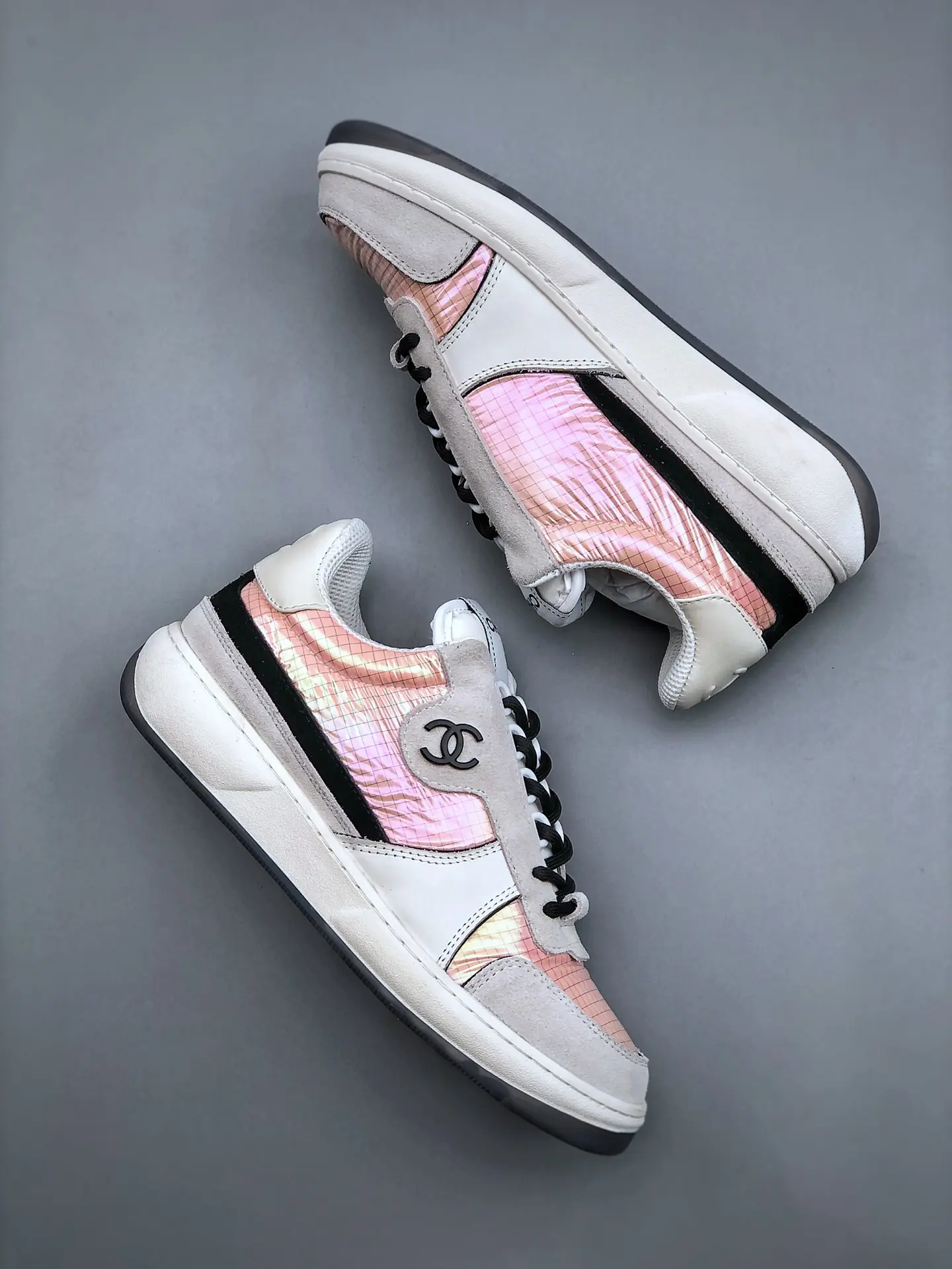 YASSW | Chanel Pink, Gray & White CC Sneakers Replica Review: A Detailed Look