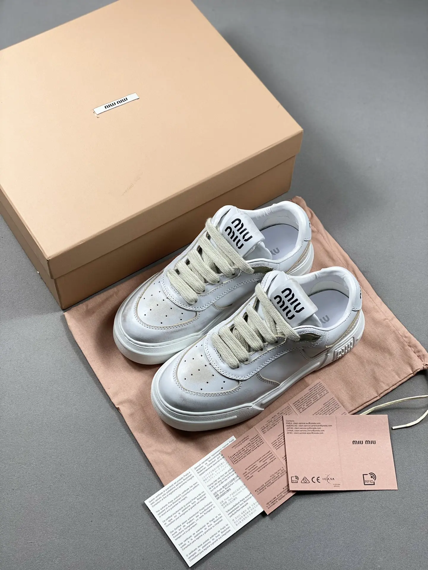 YASSW | Miu Miu White Bleached Leather Trainer Replica Review