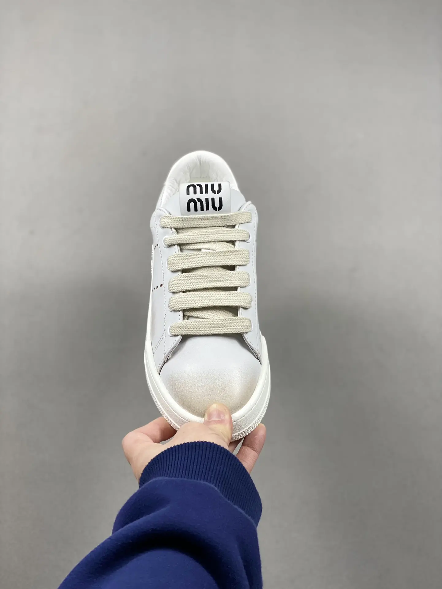 YASSW | Miu Miu Bleached Leather Sneakers White Replica Review