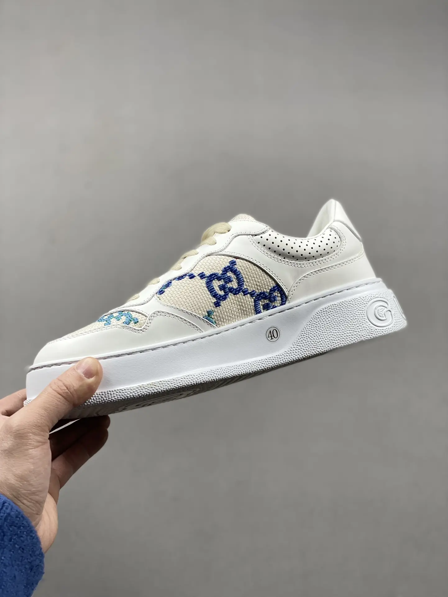 YASSW | Gucci GG-Jacquard Leather Trainers in White - Replica Review