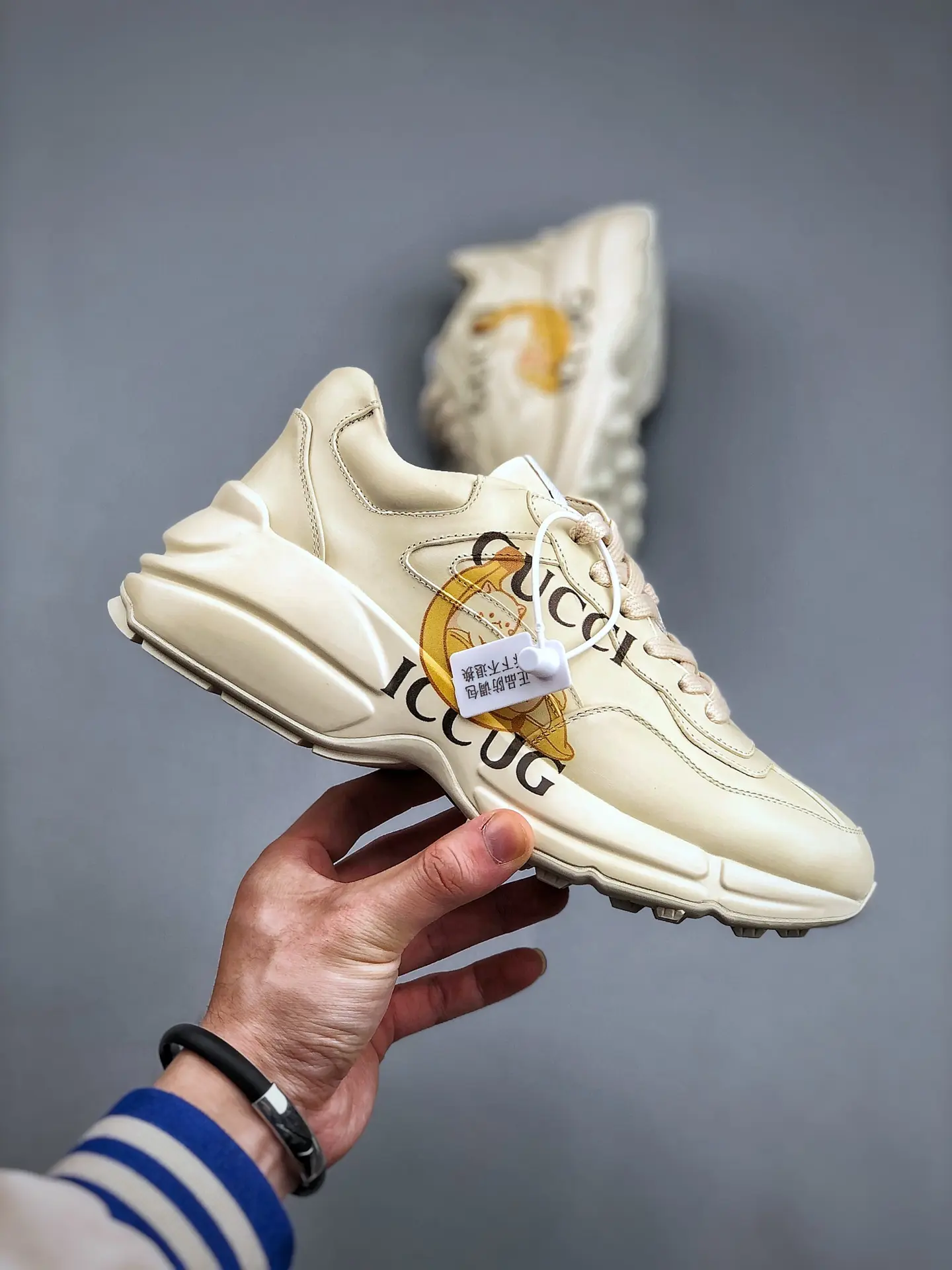 YASSW | Gucci Rhyton Cream Leather Sneakers - Replica Review