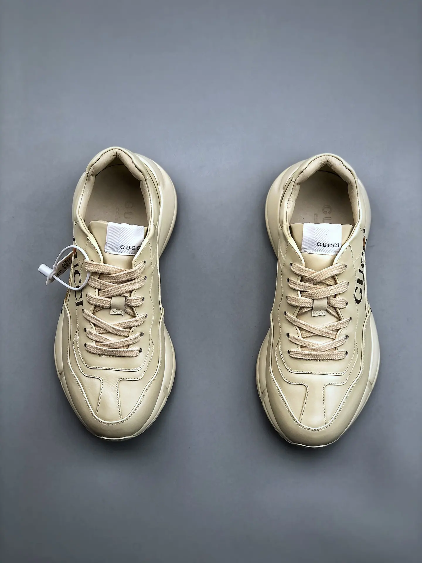 YASSW | Gucci Rhyton Cream Leather Sneakers - Replica Review