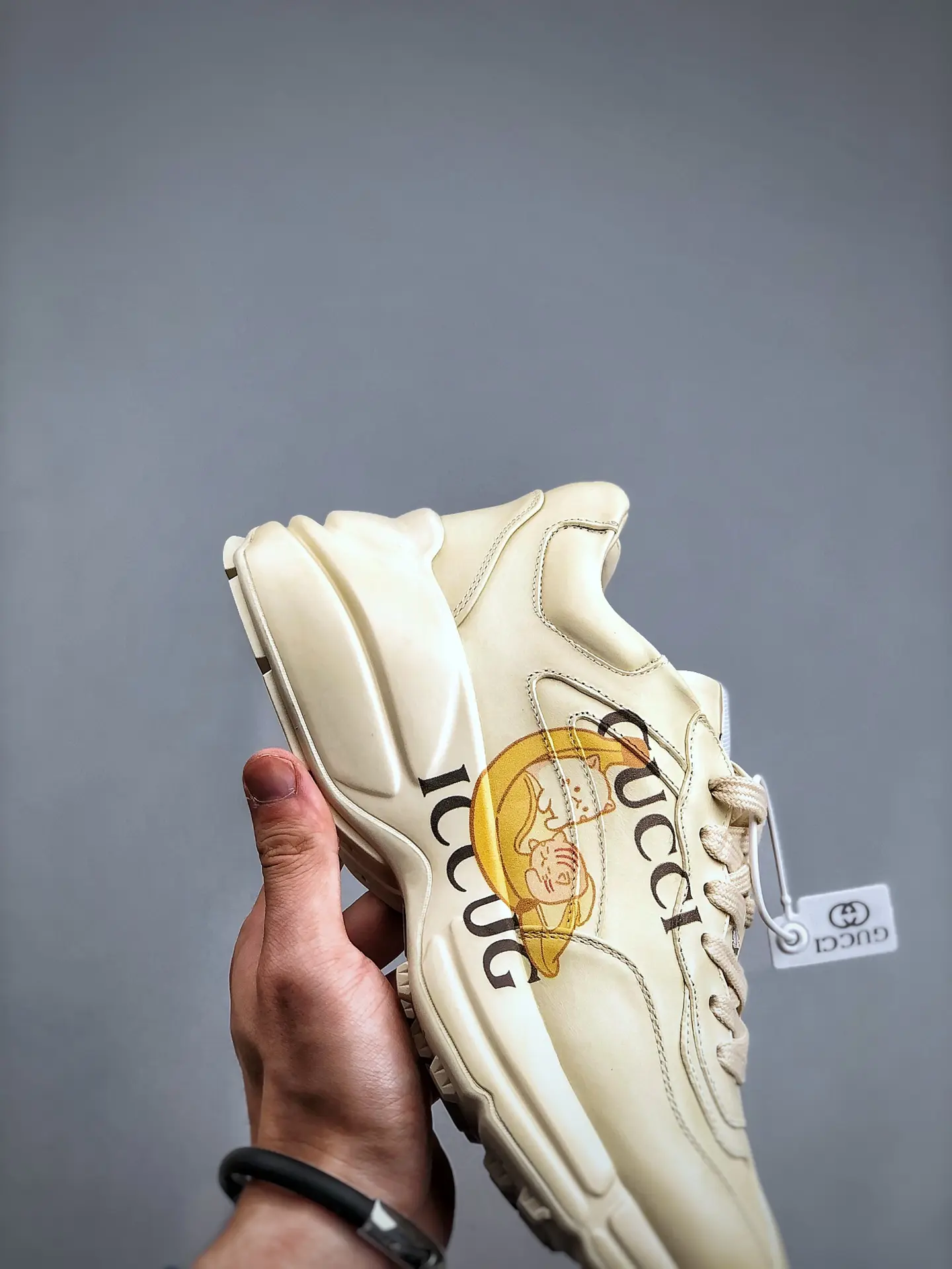 YASSW | Gucci Rhyton Cream Leather Sneakers - Replica Review