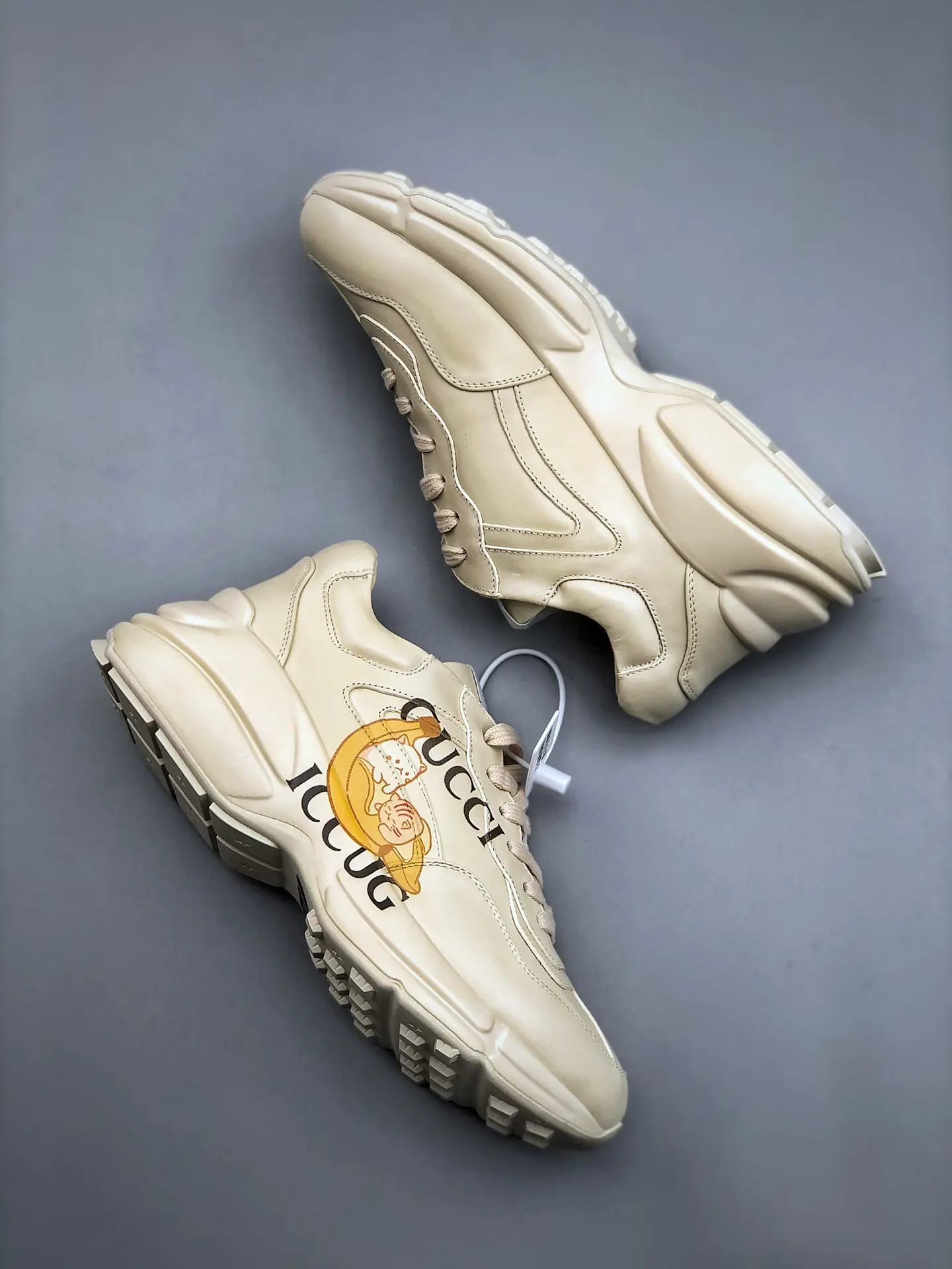 YASSW | Gucci Rhyton Cream Leather Sneakers - Replica Review