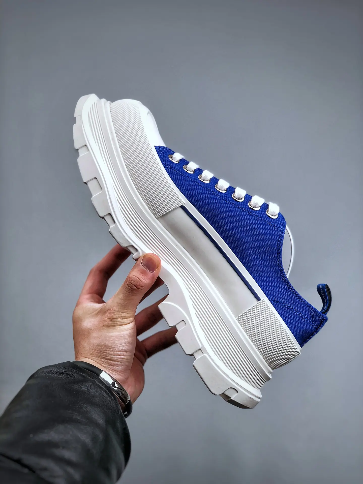 YASSW | Replica Alexander McQueen Tread Slick Lace Up Sneakers: Blue Denim