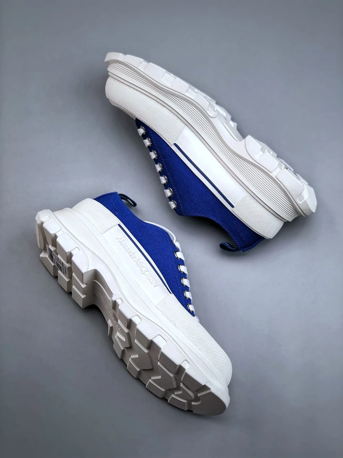 YASSW | Replica Alexander McQueen Tread Slick Lace Up Sneakers: Blue Denim