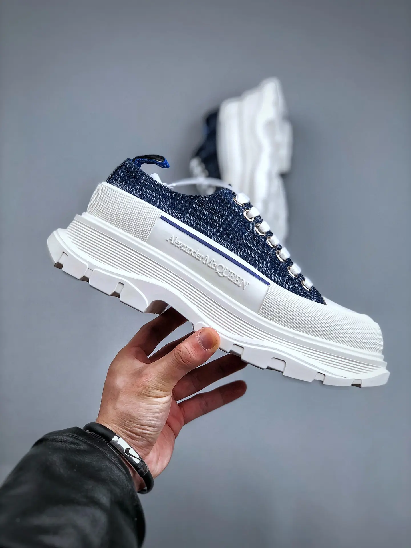 YASSW | Unveiling the World of Replica Alexander McQueen Tread Slick Trainers: Cloth Blue for Women