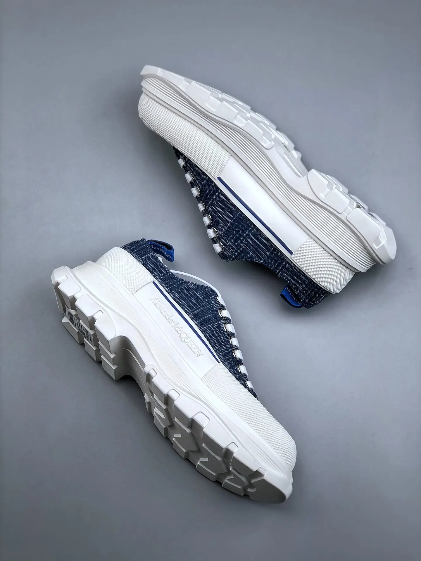 YASSW | Unveiling the World of Replica Alexander McQueen Tread Slick Trainers: Cloth Blue for Women