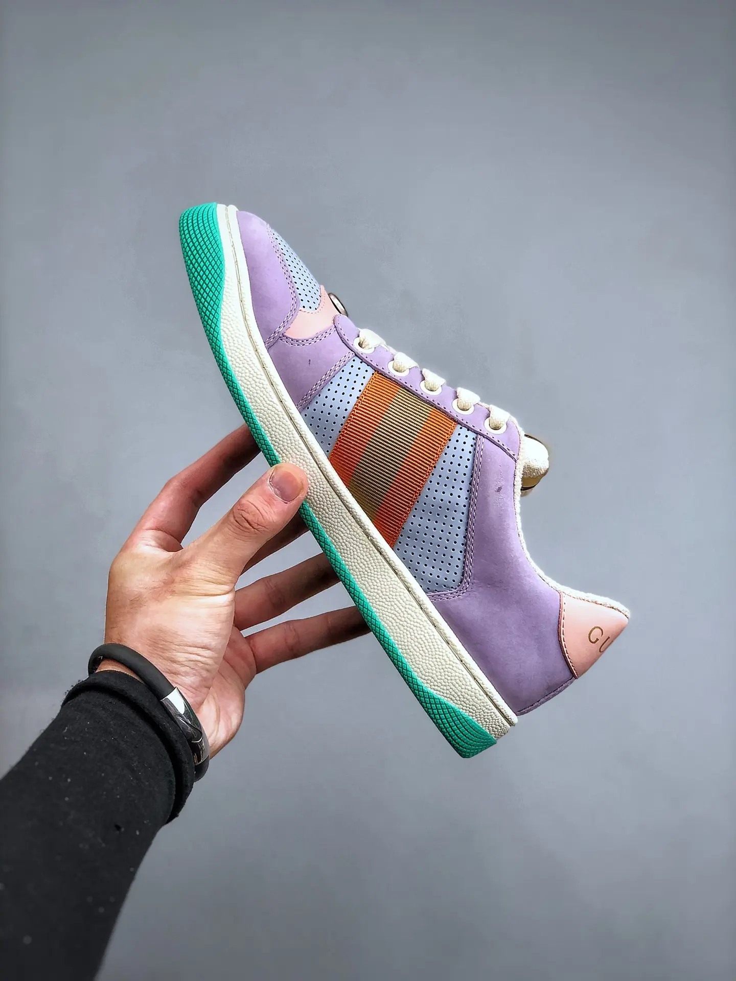 YASSW | Gucci Suede Colorblock Pattern Sneakers - Purple (Replica)