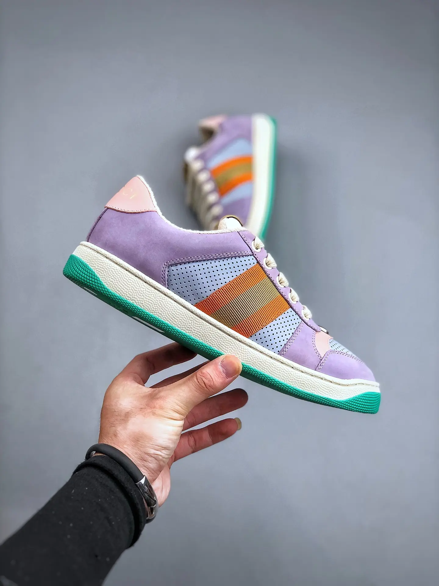 YASSW | Gucci Suede Colorblock Pattern Sneakers - Purple (Replica)