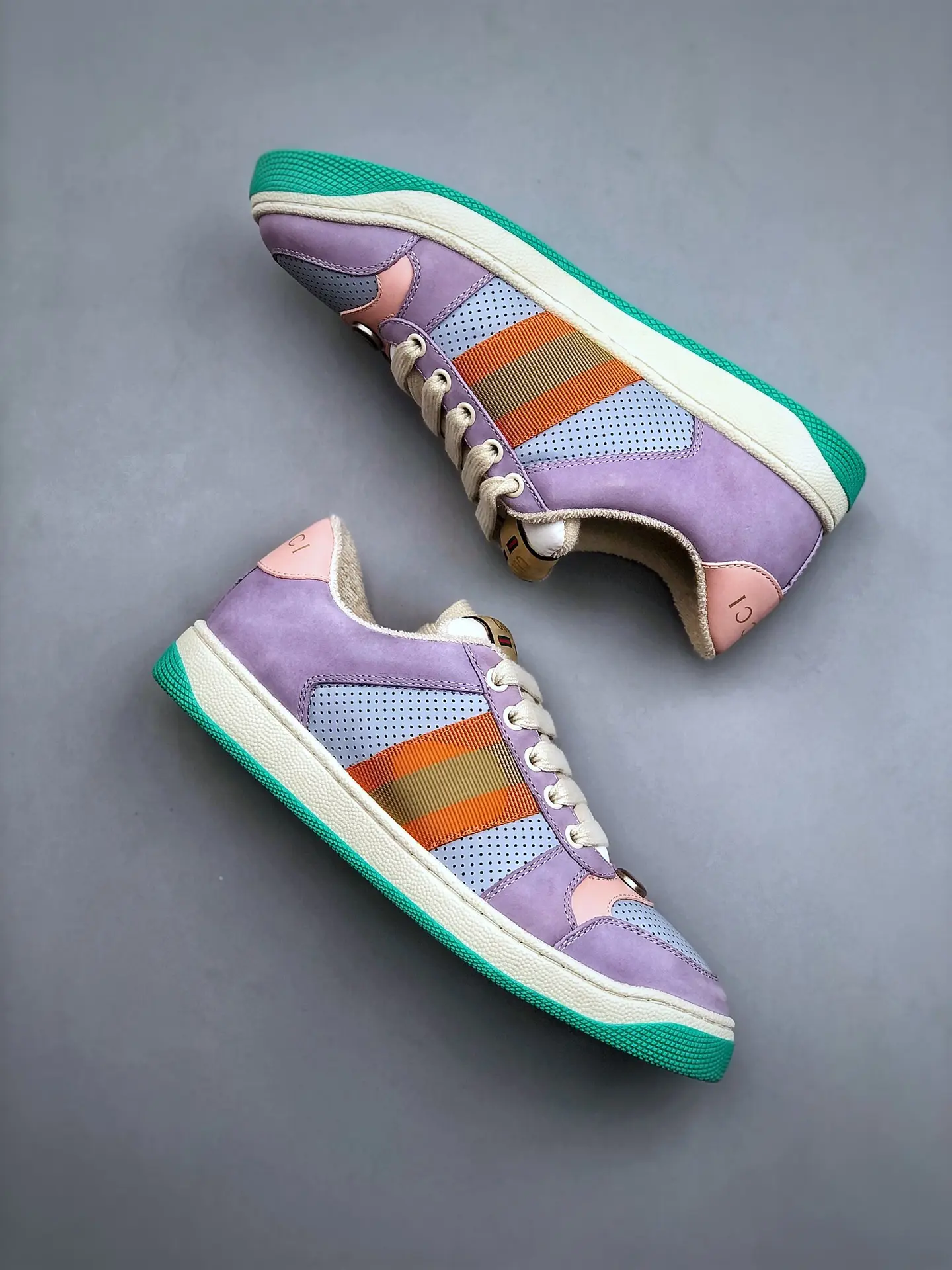 YASSW | Gucci Suede Colorblock Pattern Sneakers - Purple (Replica)