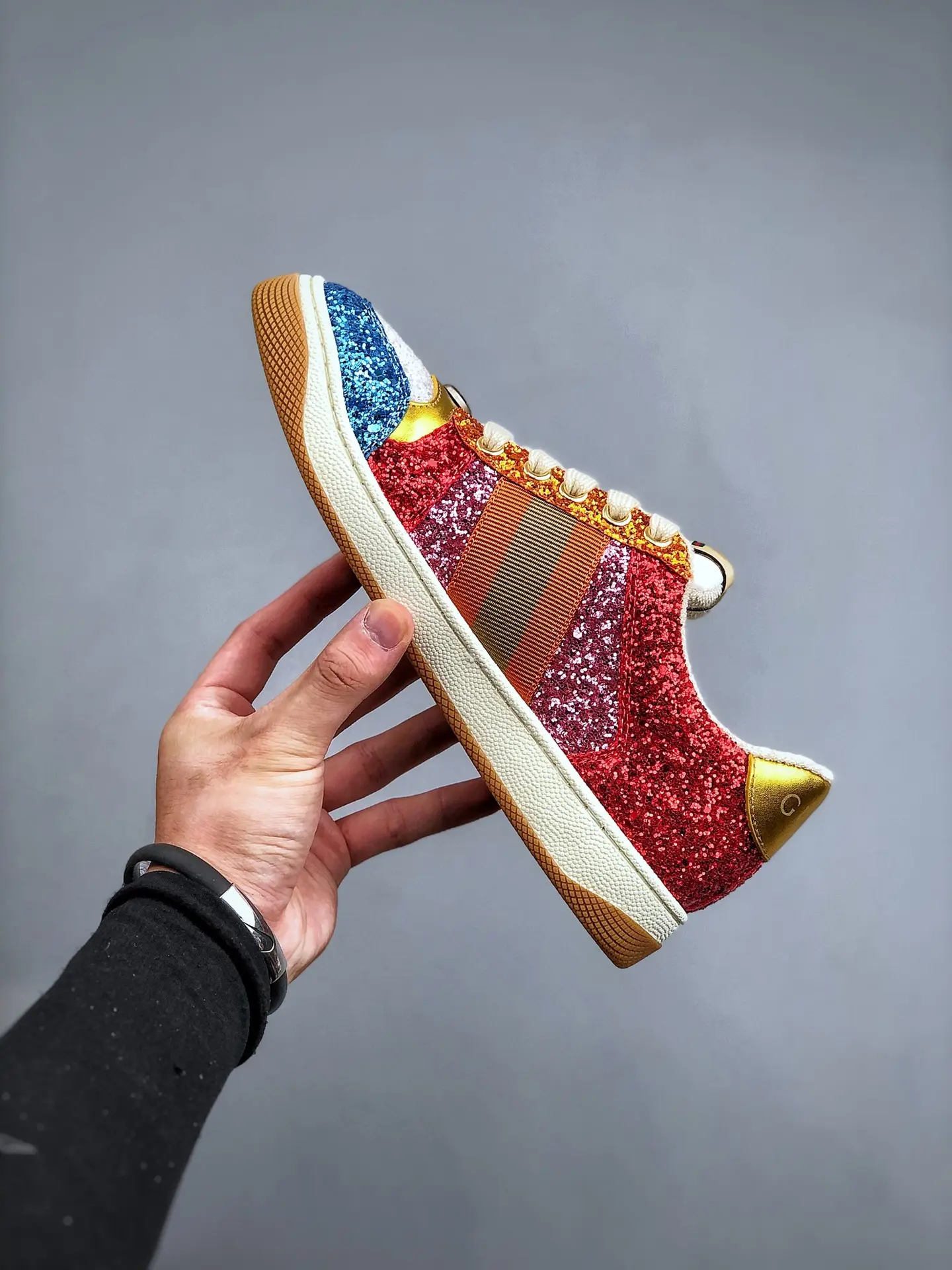 YASSW | Gucci Lovelight Screener Glitter Sneaker in Multicolor Canvas (Replica)