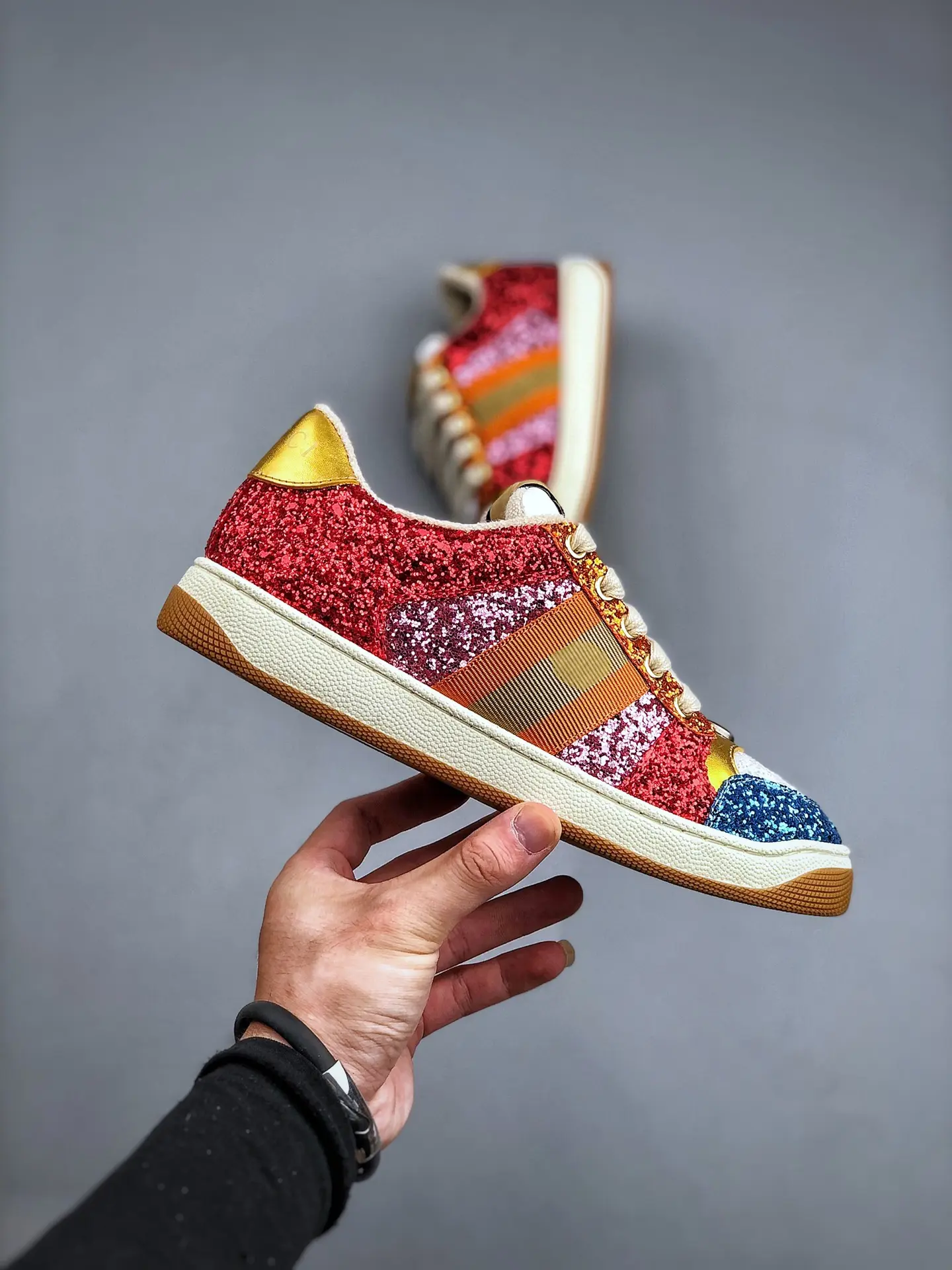 YASSW | Gucci Lovelight Screener Glitter Sneaker in Multicolor Canvas (Replica)