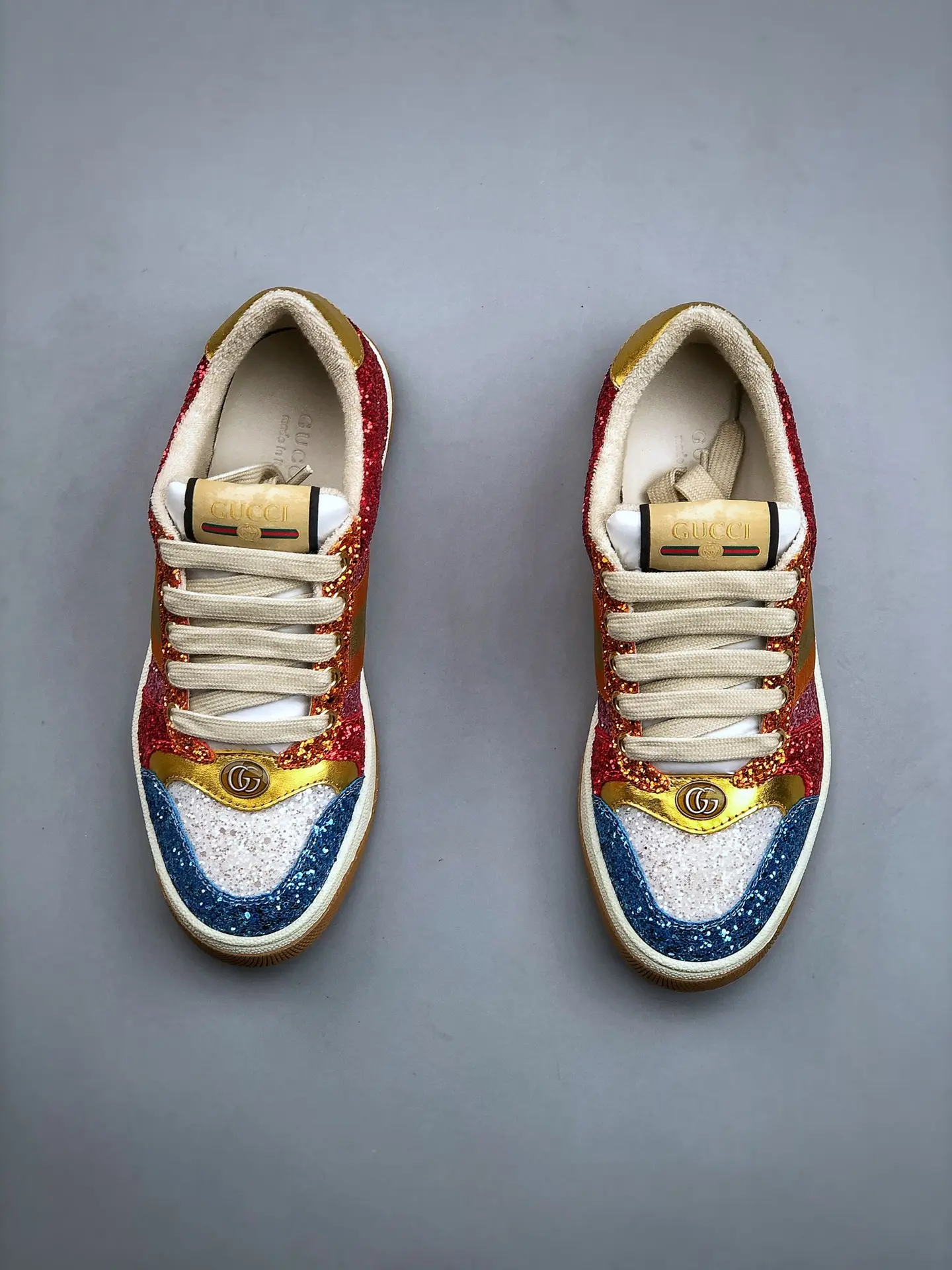 YASSW | Gucci Lovelight Screener Glitter Sneaker in Multicolor Canvas (Replica)