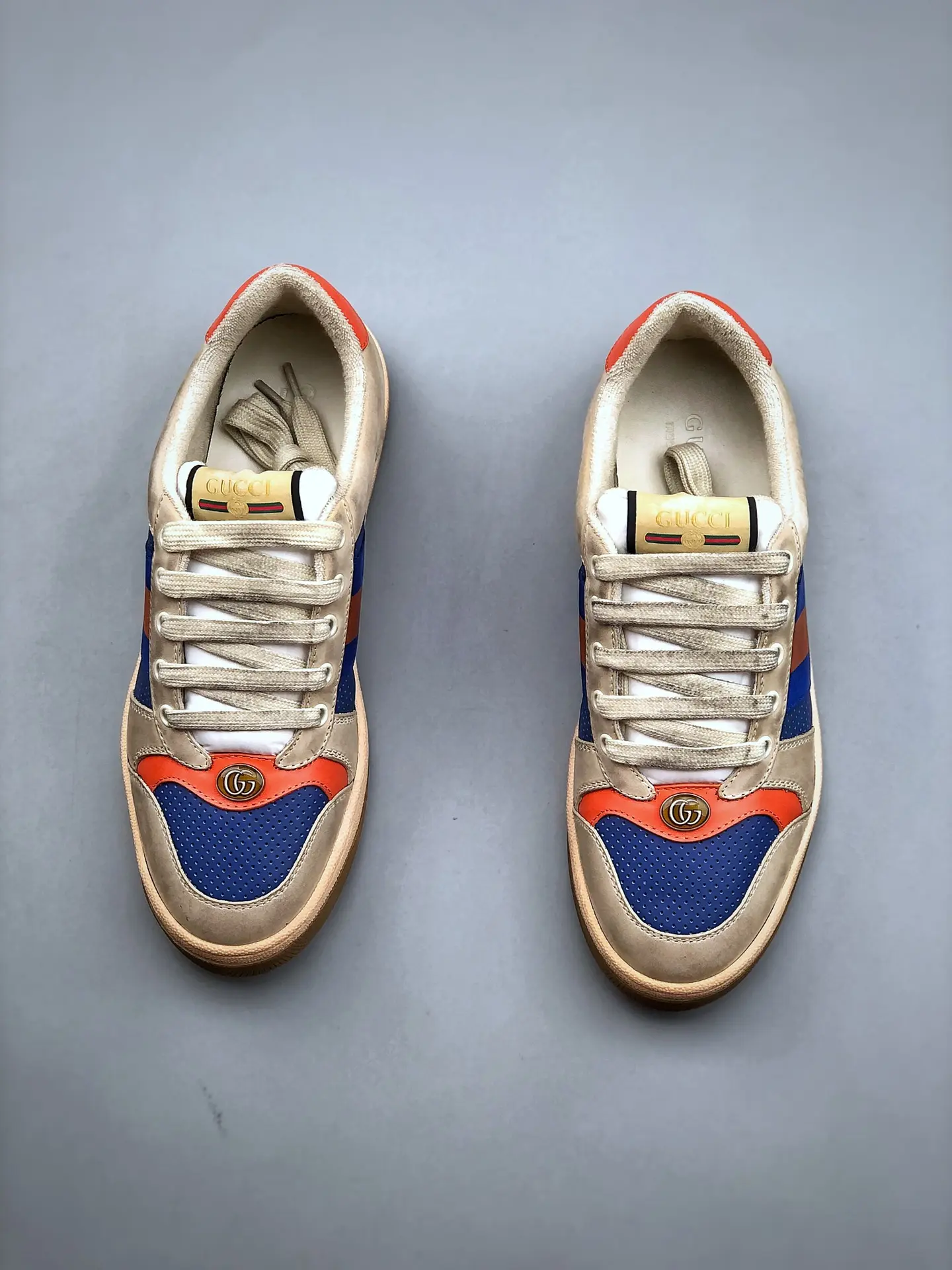 YASSW | Exploring the Replica Gucci Nubuck Web Men's Screener Sneakers in Dusty Milk and Bright Splash