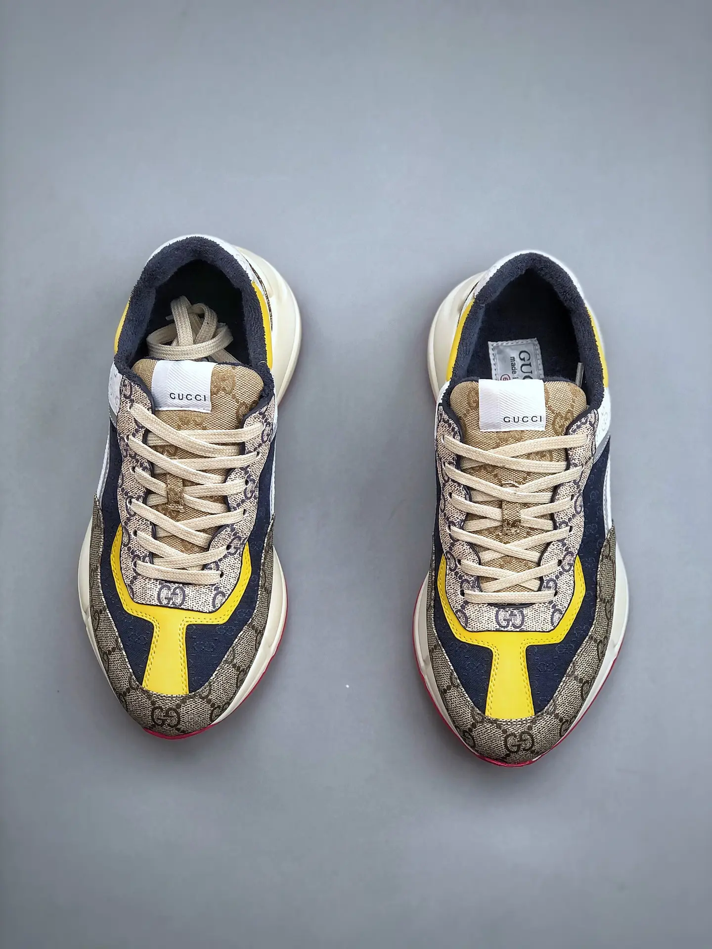 YASSW | Gucci GG Rhyton Sneakers Beige White Yellow Replica Review