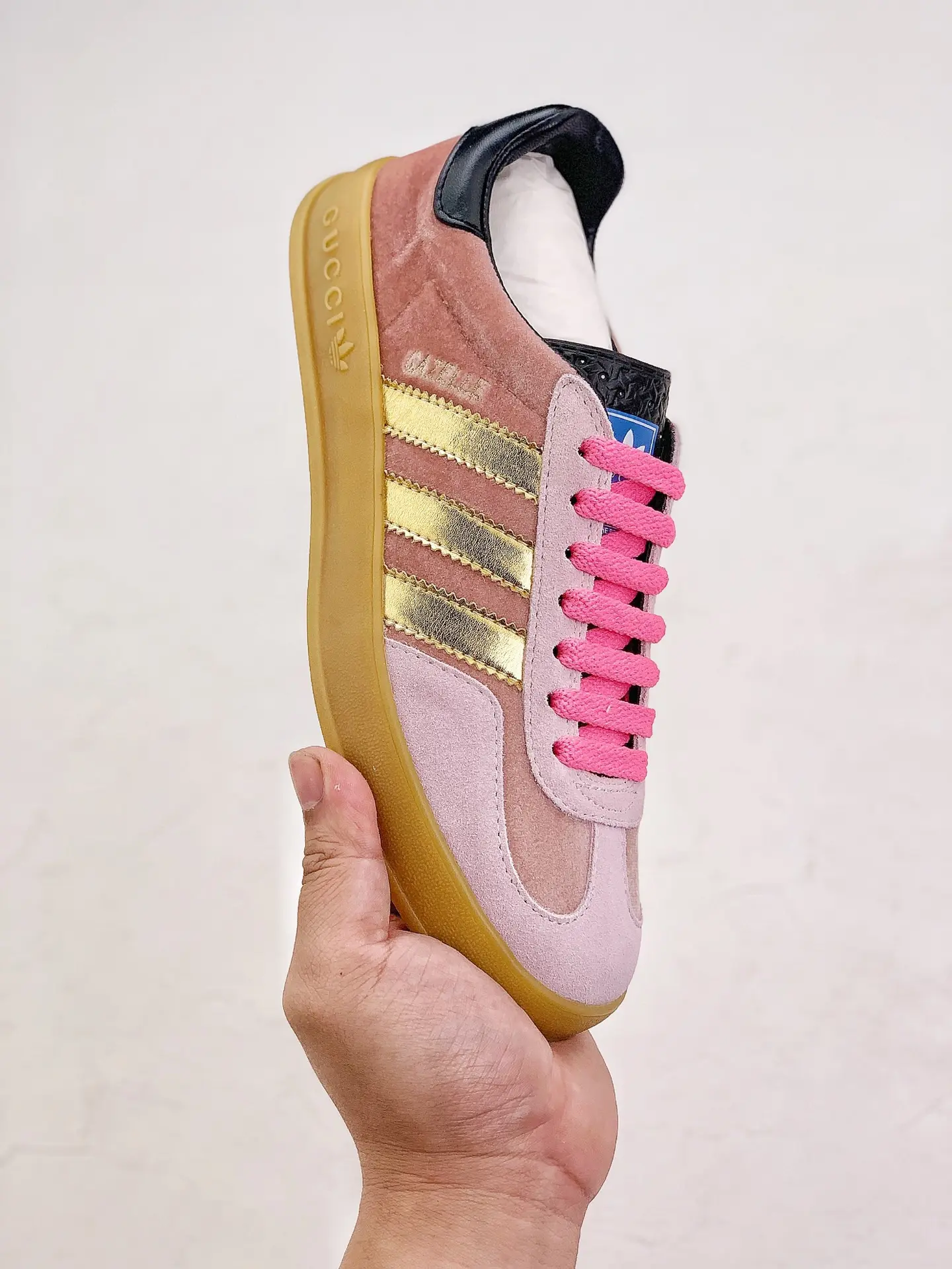 YASSW | Replica Gucci x Adidas Gazelle Pink Velvet Sneakers Review