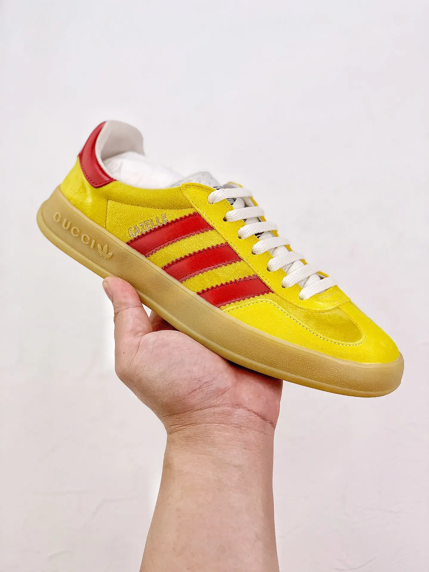 YASSW | Gucci x Adidas Gazelle Yellow Velvet Replicas: Style Meets Affordability