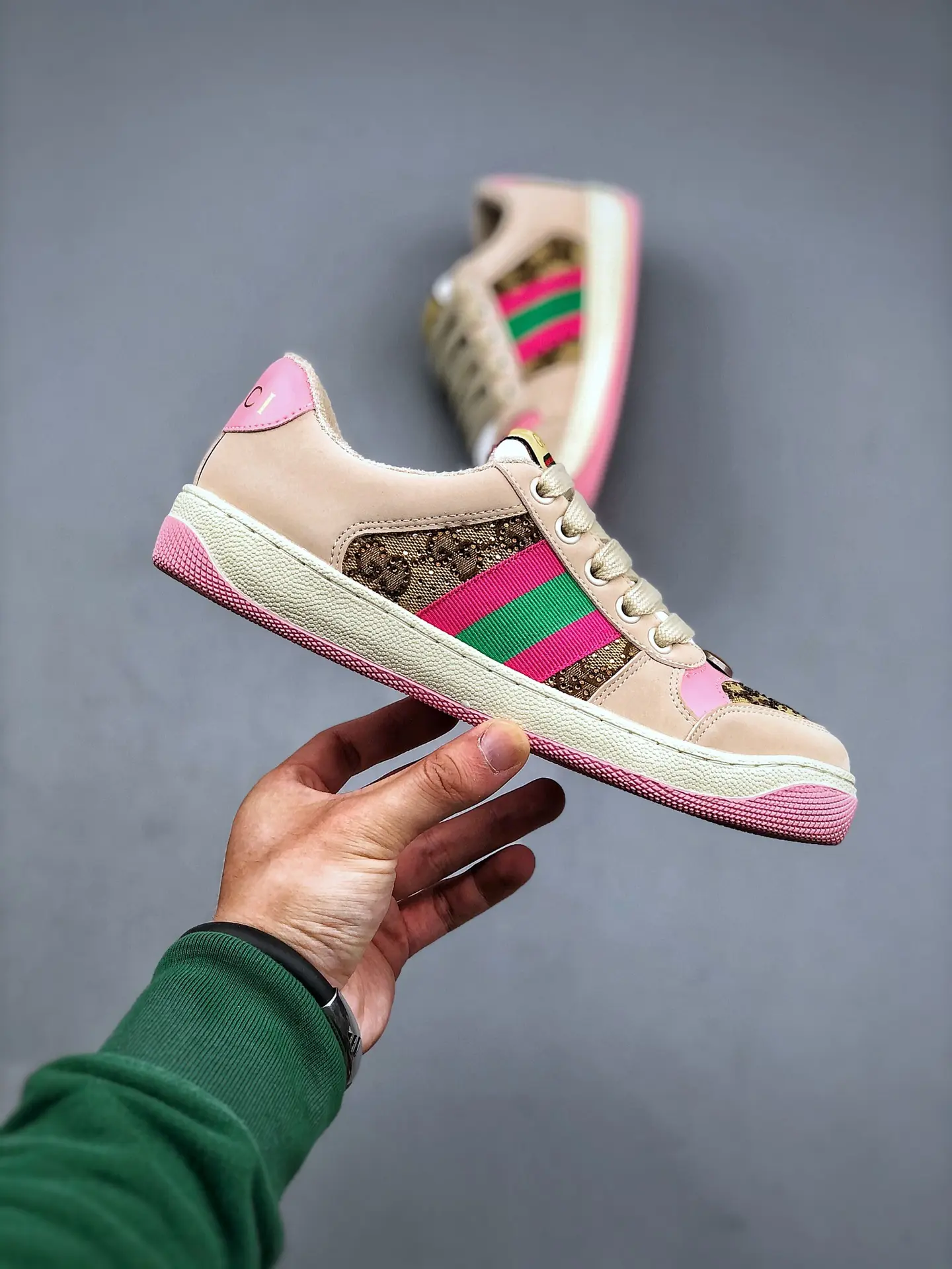 YASSW | Gucci Women's Screener Sneaker With Crystals, Off-White - Replica Review