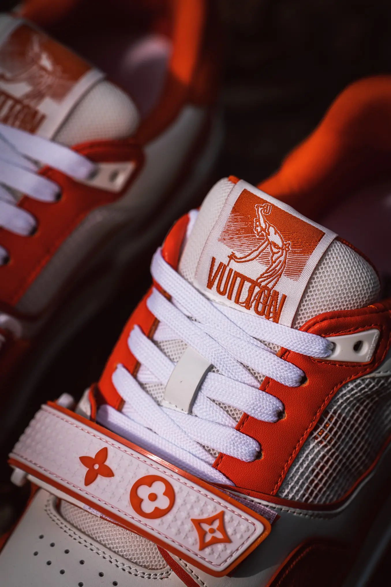 YASSW | Louis Vuitton Trainer Monogram Denim Orange Replica: A Detailed Look