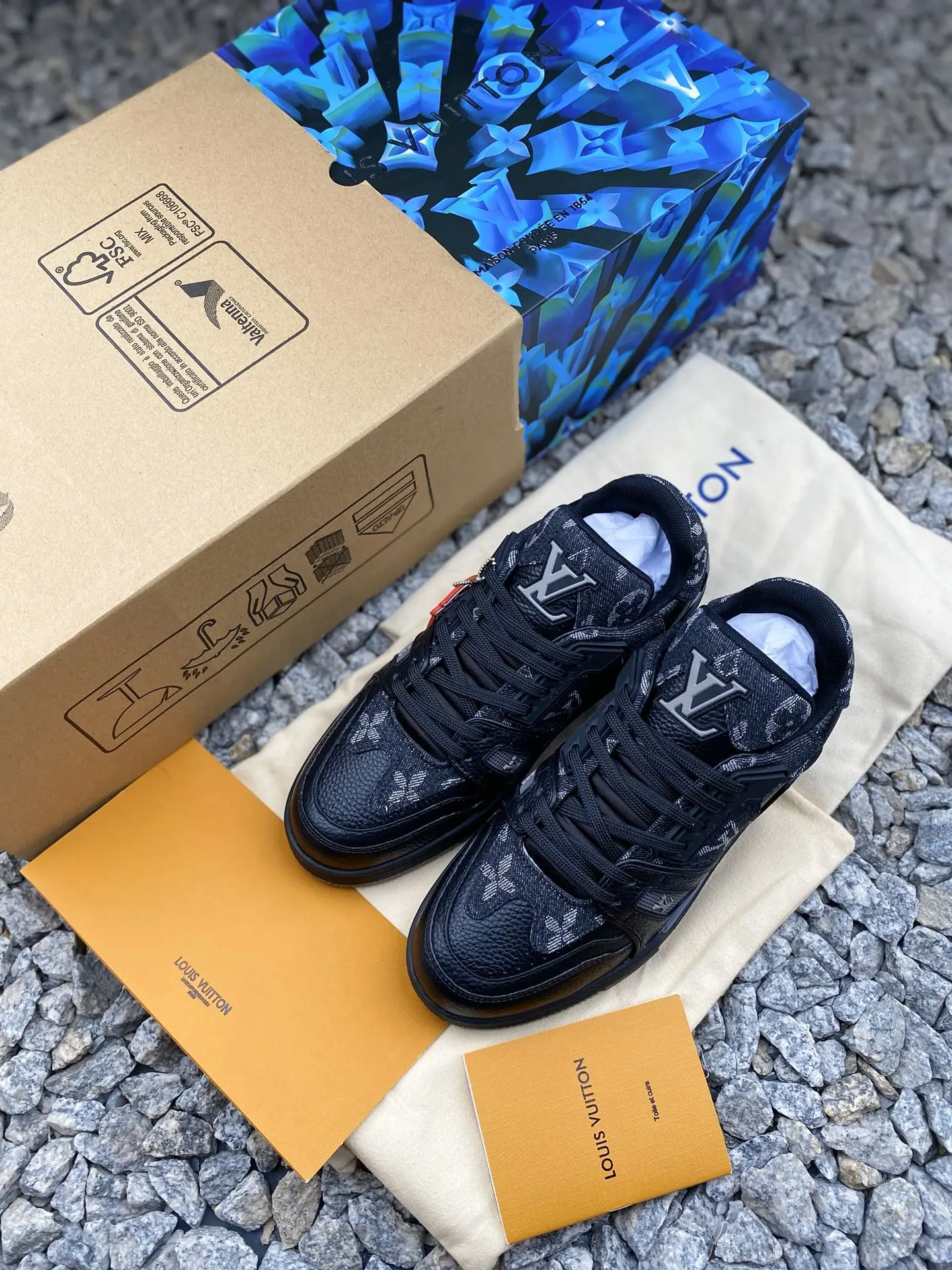 YASSW | Ultimate Guide to Replica Louis Vuitton LV Trainer x Nigo Black Denim Sneakers