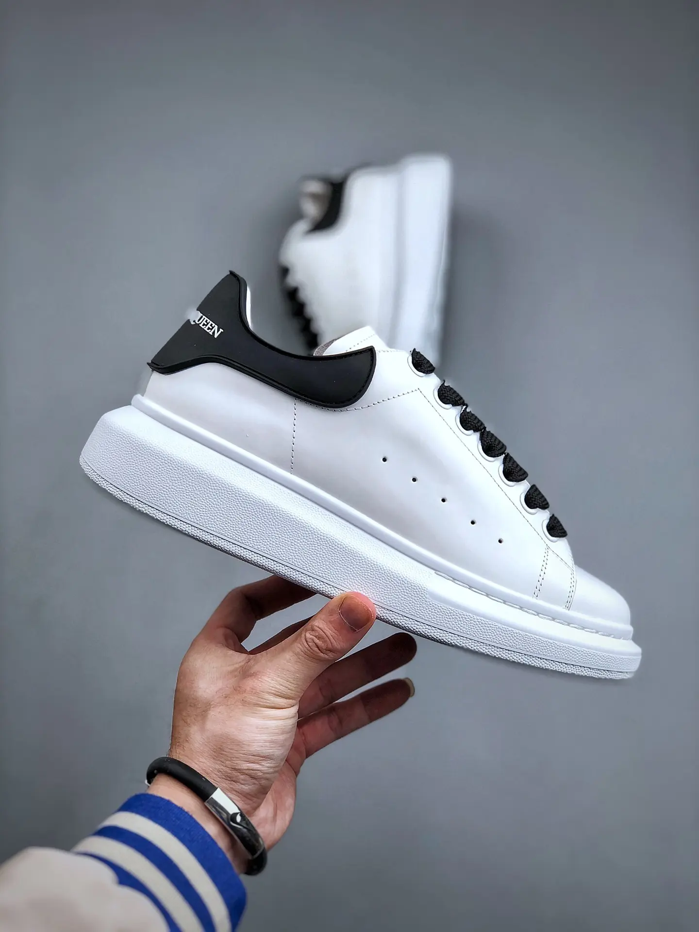 YASSW | Replica Alexander McQueen Oversized Sneakers: White Leather for Men