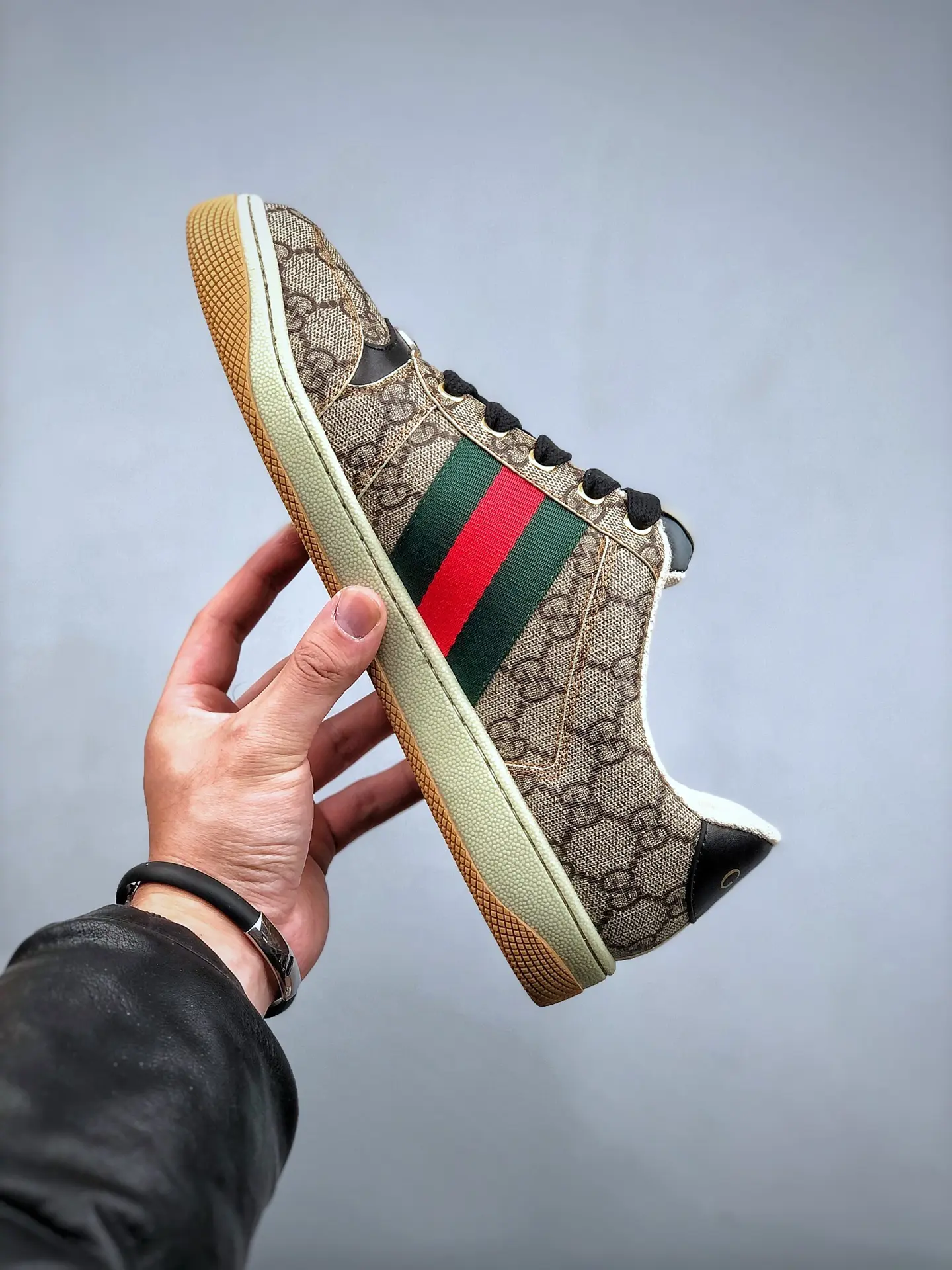 YASSW | Gucci Men's Screener Sneakers: Beige GG Canvas Replica Review