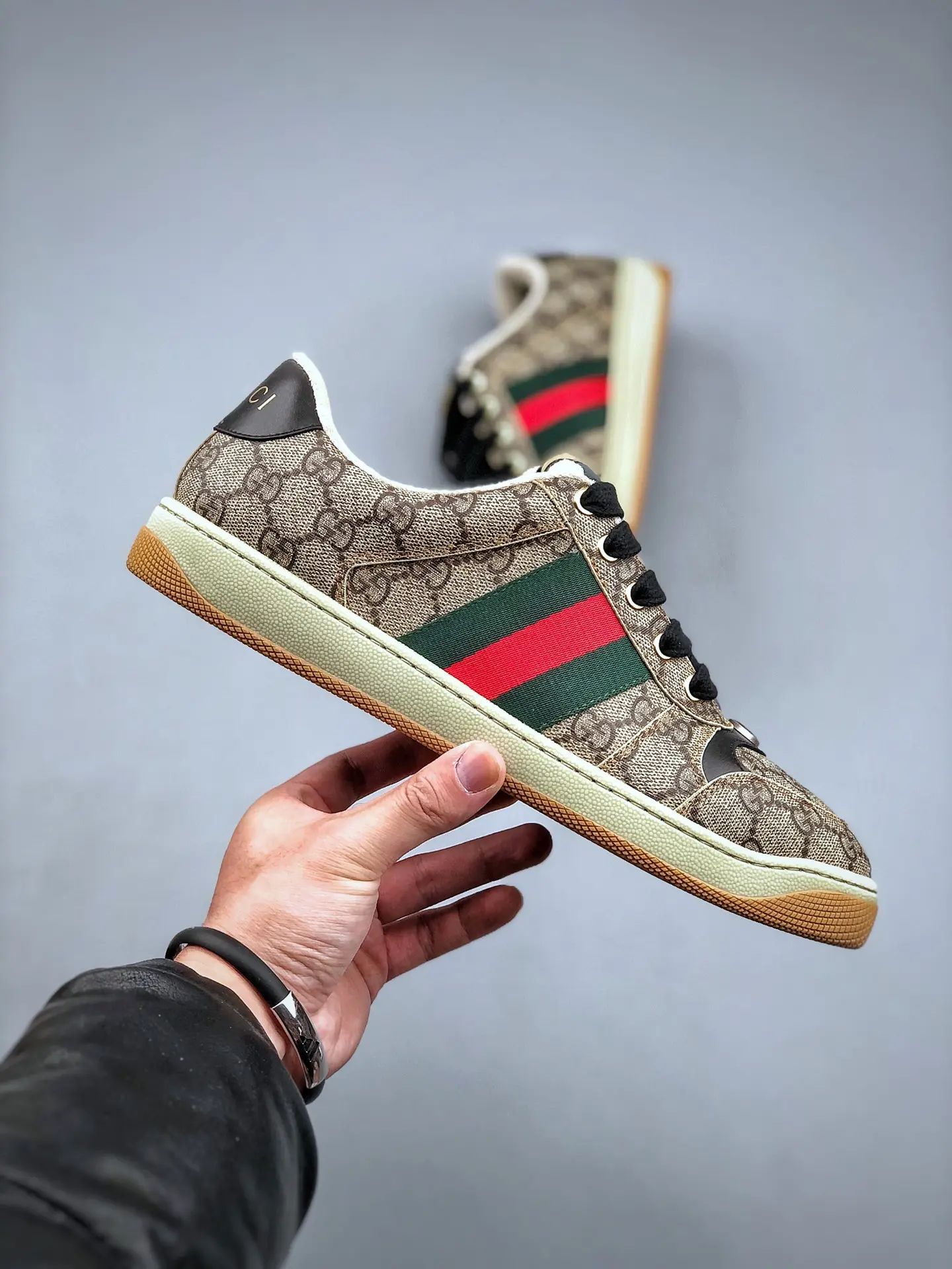 YASSW | Gucci Men's Screener Sneakers: Beige GG Canvas Replica Review