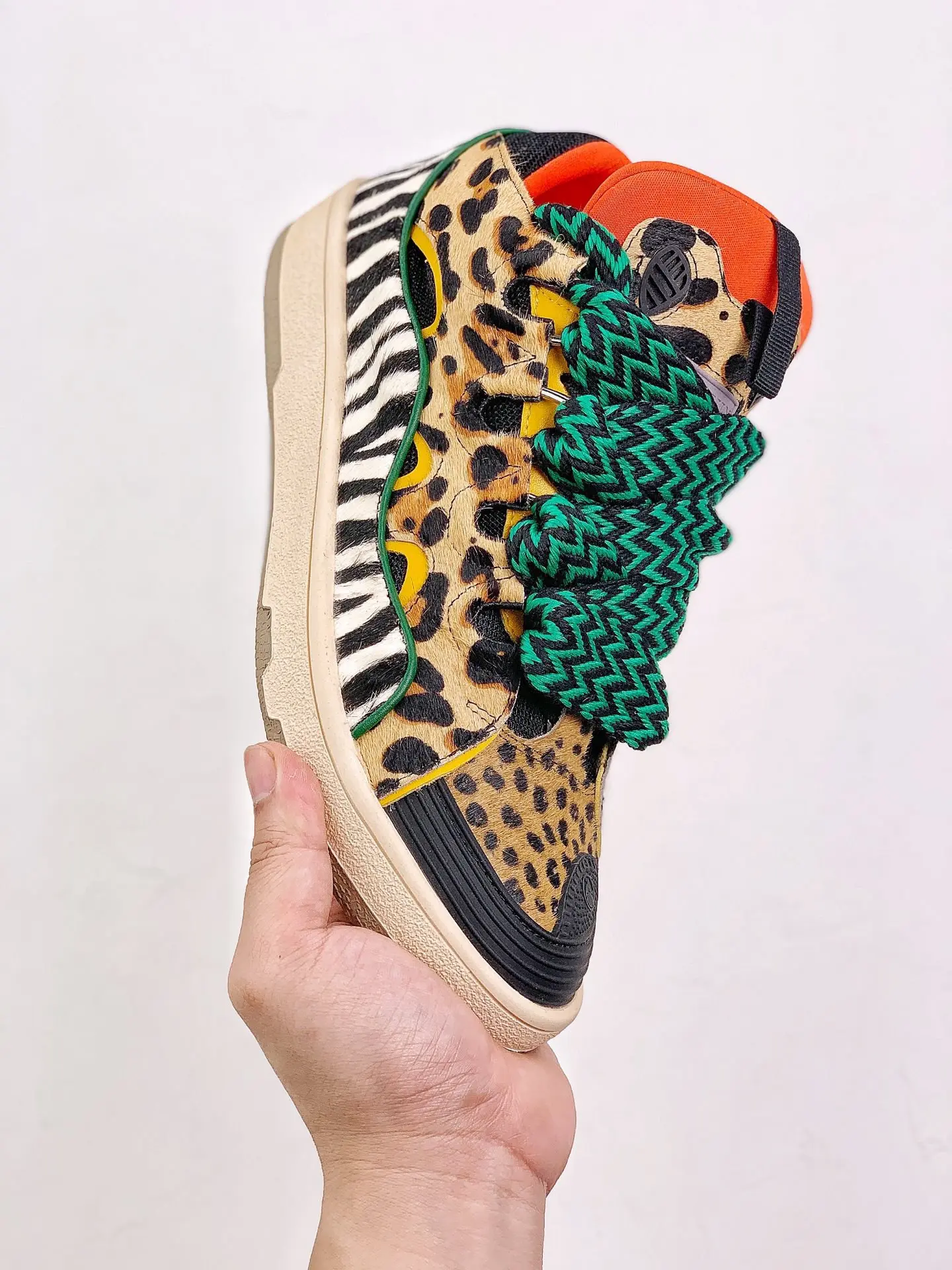 YASSW | Replica Lanvin Leather Curb Sneakers - Leopard Print Unisex Casual Sports Shoes