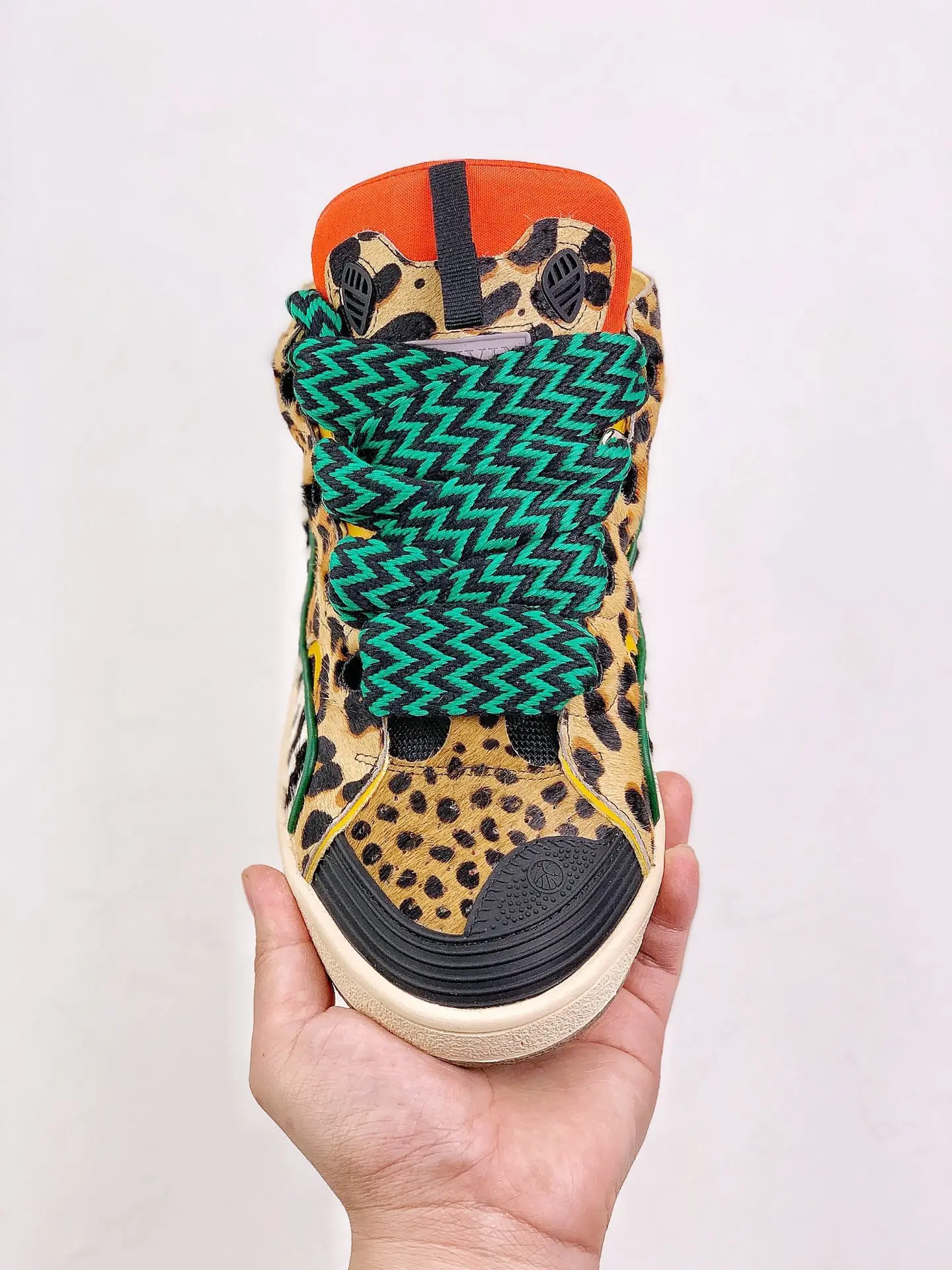 YASSW | Replica Lanvin Leather Curb Sneakers - Leopard Print Unisex Casual Sports Shoes