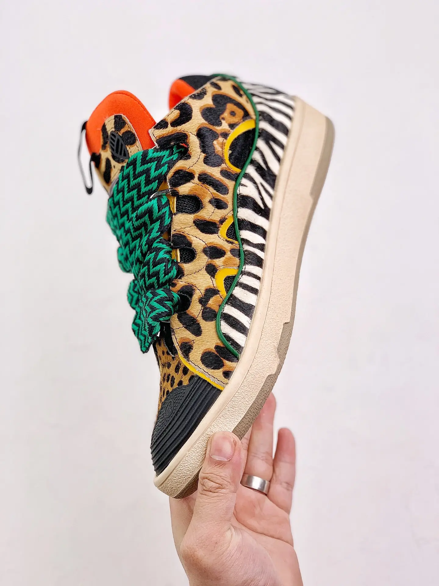 YASSW | Replica Lanvin Leather Curb Sneakers - Leopard Print Unisex Casual Sports Shoes