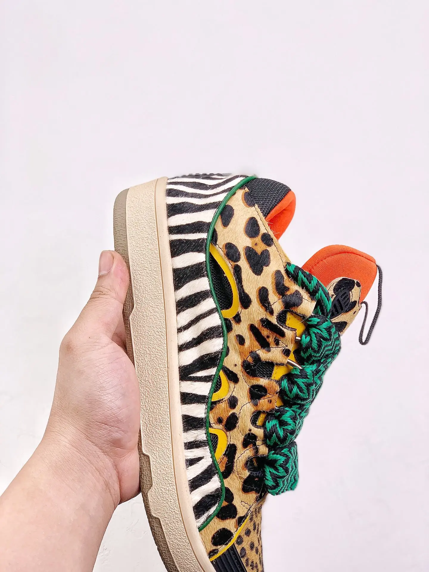 YASSW | Replica Lanvin Leather Curb Sneakers - Leopard Print Unisex Casual Sports Shoes