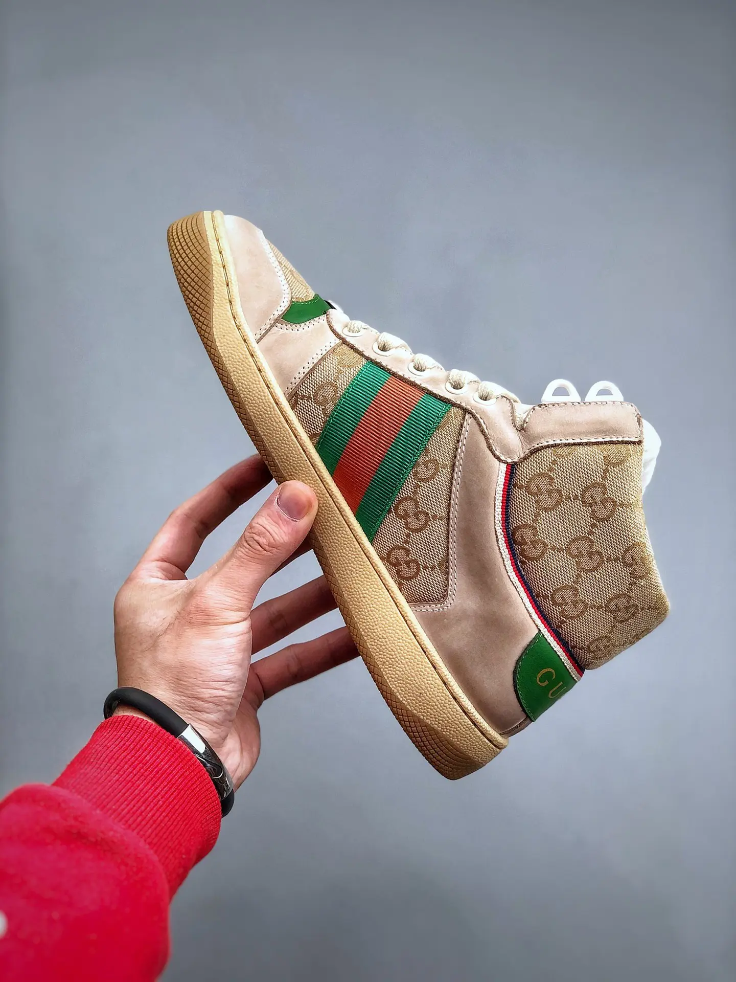 YASSW | Replica Gucci Screener GG High-Top Sneakers in Off-White - Men's