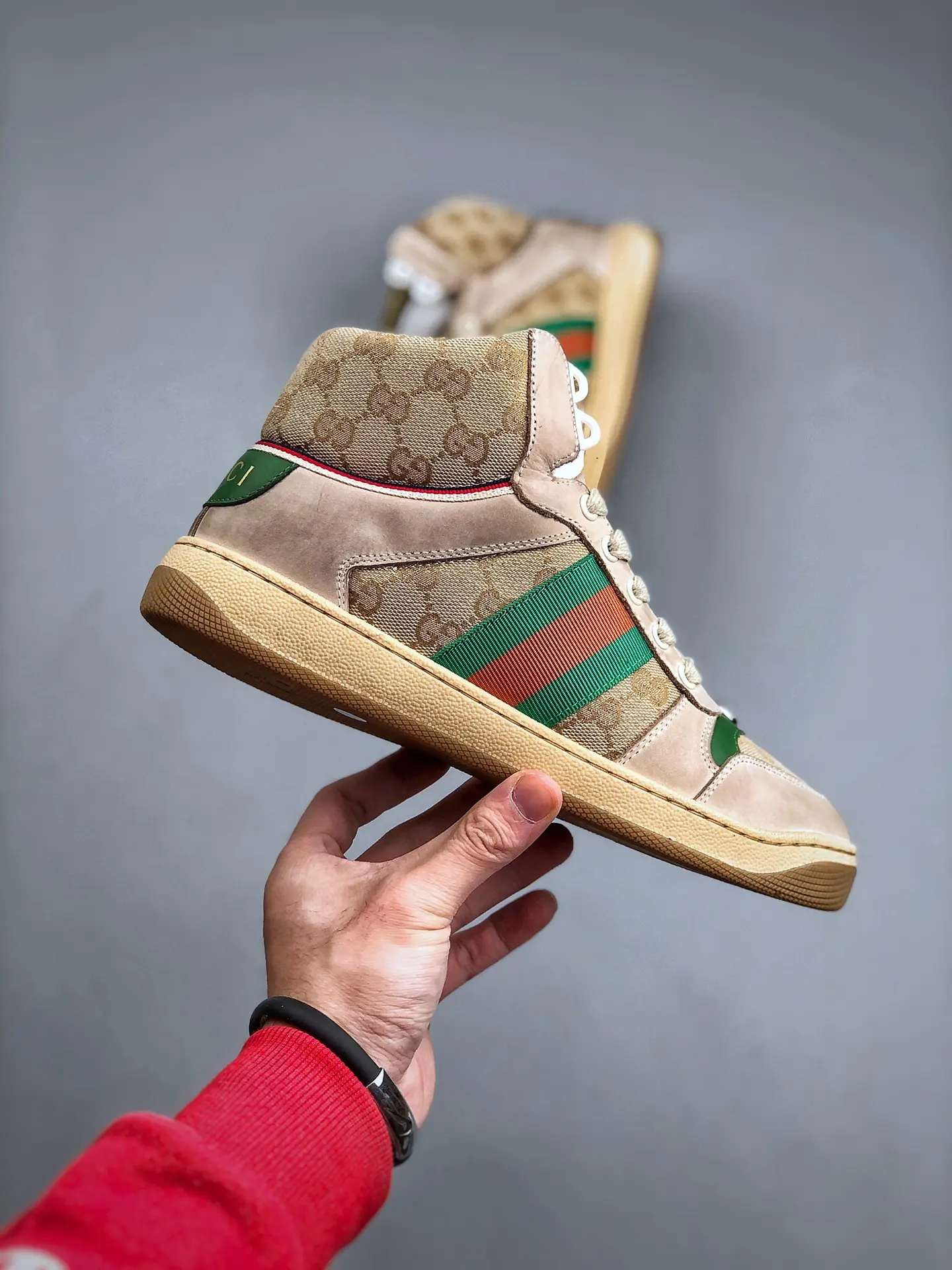 YASSW | Replica Gucci Screener GG High-Top Sneakers in Off-White - Men's