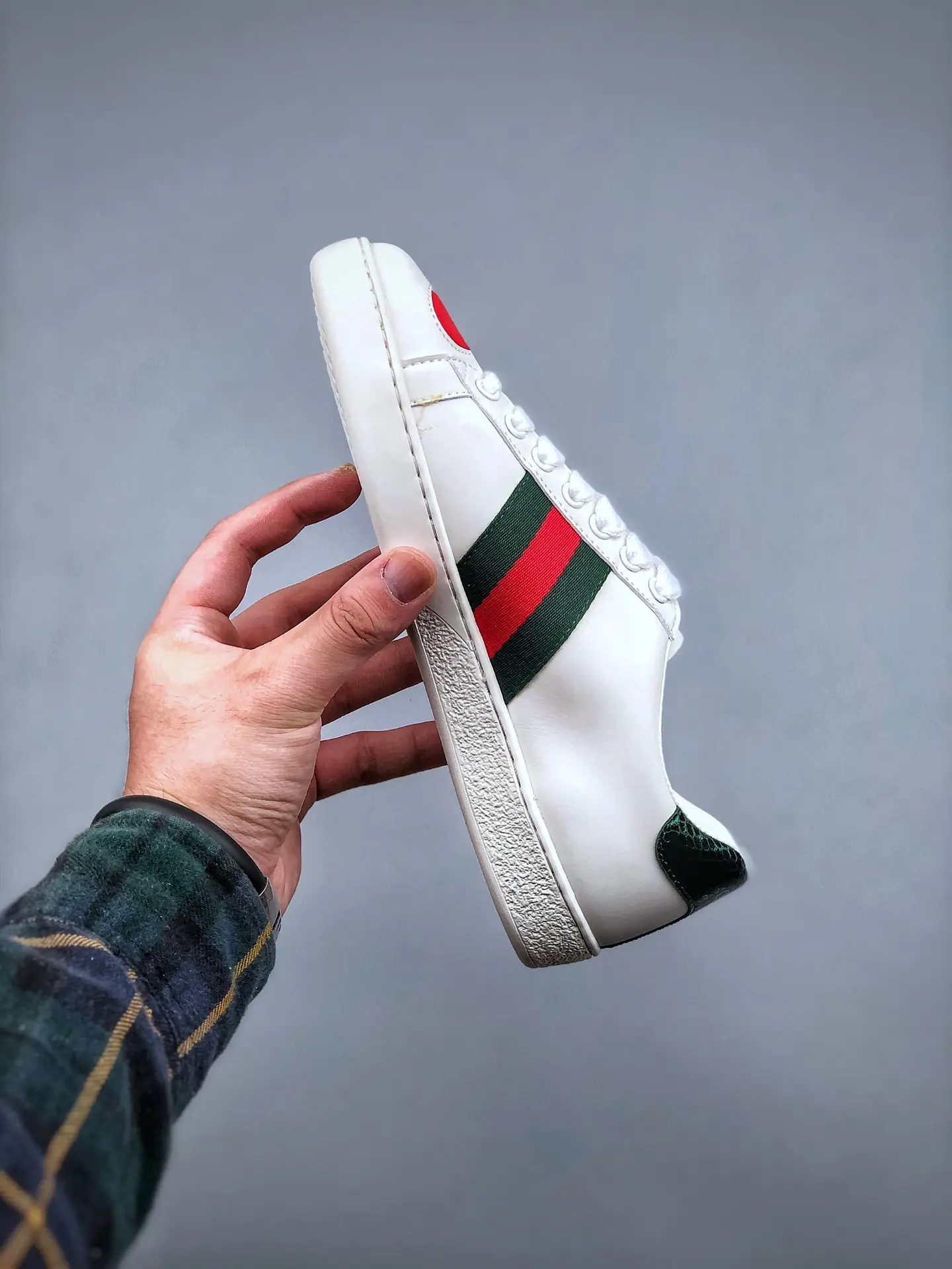 YASSW | Gucci New Ace Heart Leather Sneakers Replica - White Leather Perfection