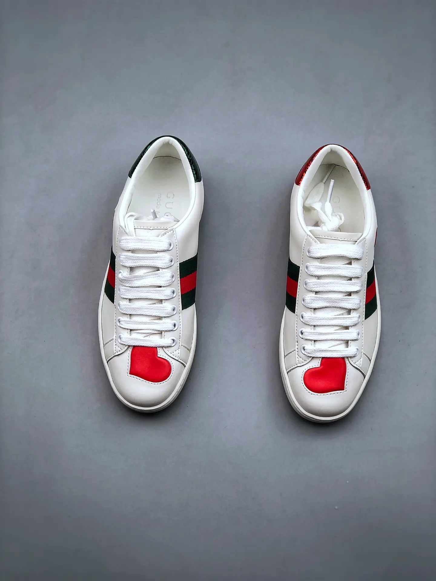 YASSW | Gucci New Ace Heart Leather Sneakers Replica - White Leather Perfection