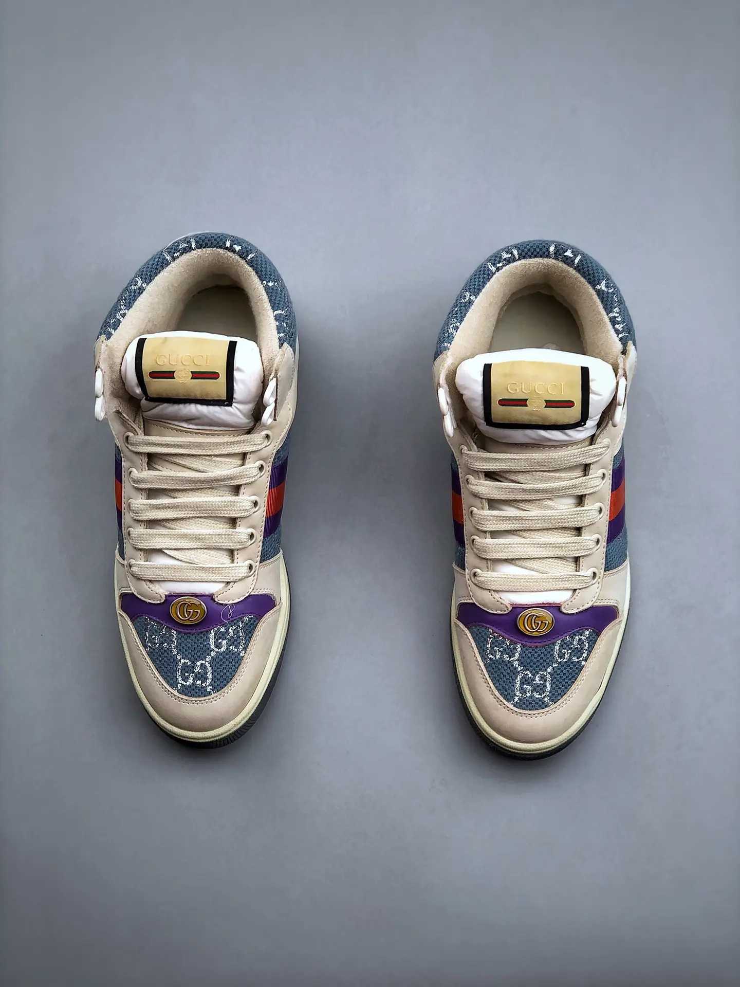 YASSW | Replica Gucci Screener Sneakers: Blue Silver Dusty Milk Shine Review