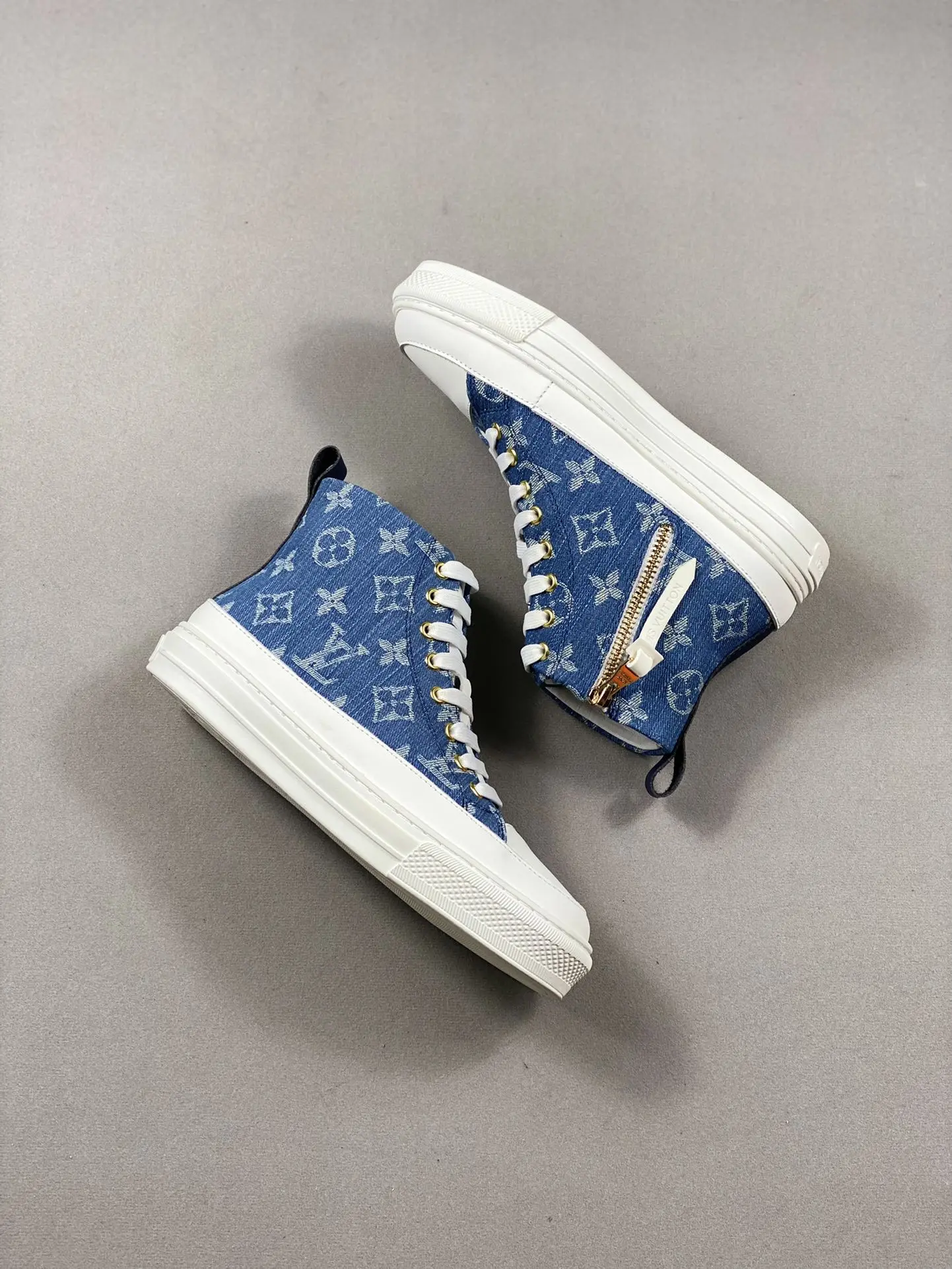 YASSW | Replica Louis Vuitton Denim Monogram Stellar Sneaker Boots in Blue