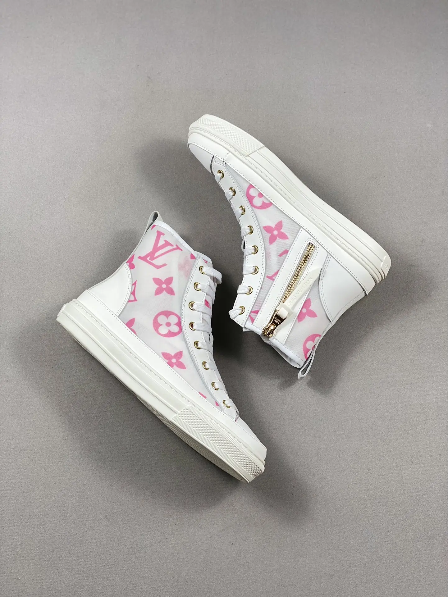 YASSW | Louis Vuitton Stellar Sneaker Boot Pink & White - Replica Review