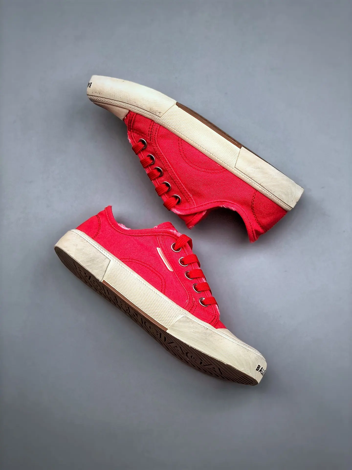 YASSW | Balenciaga Paris Sneaker Mules: Red Destroyed Cotton Replicas