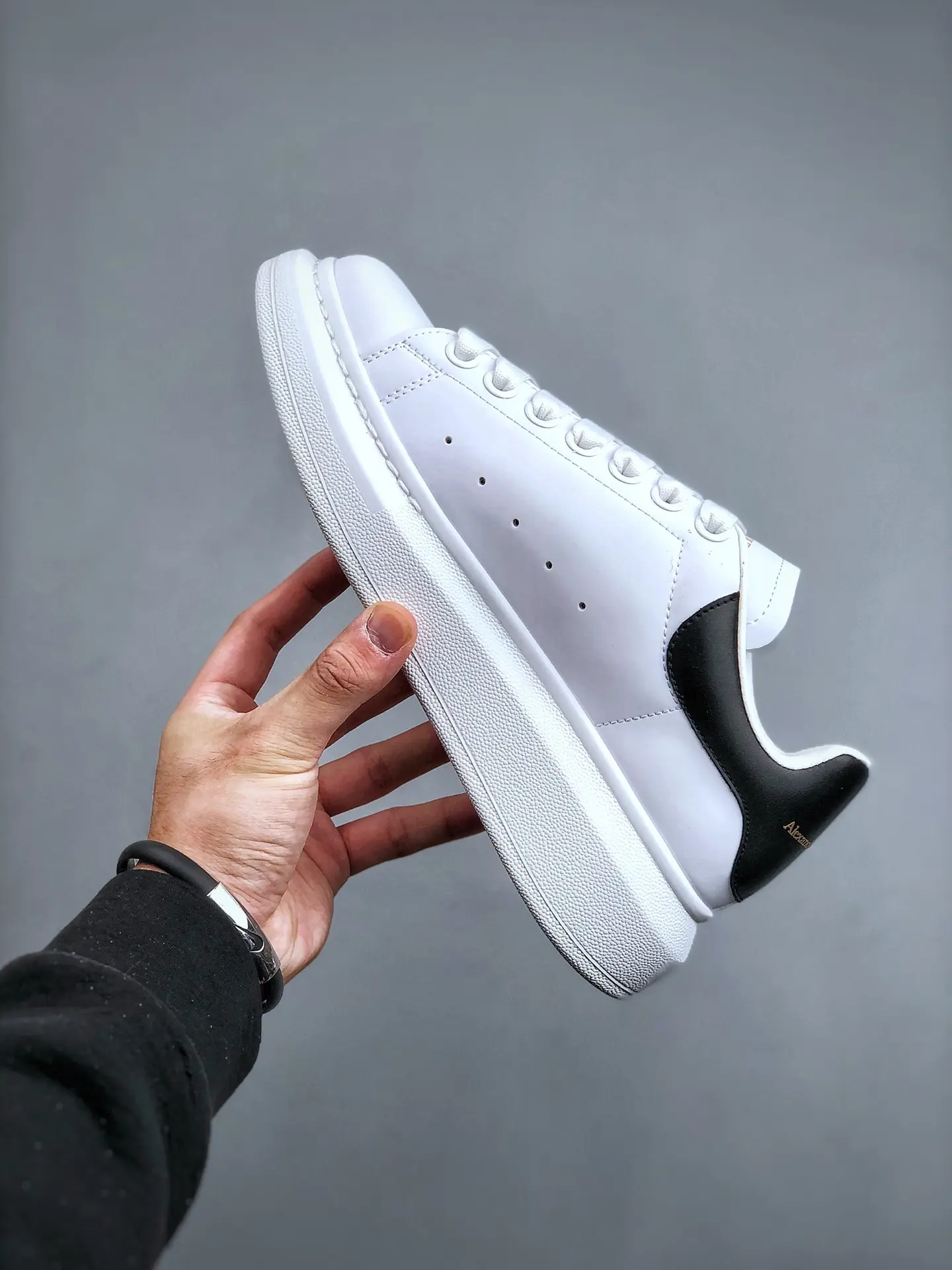 YASSW | Replica Alexander McQueen White and Black Leather Oversized Sneakers