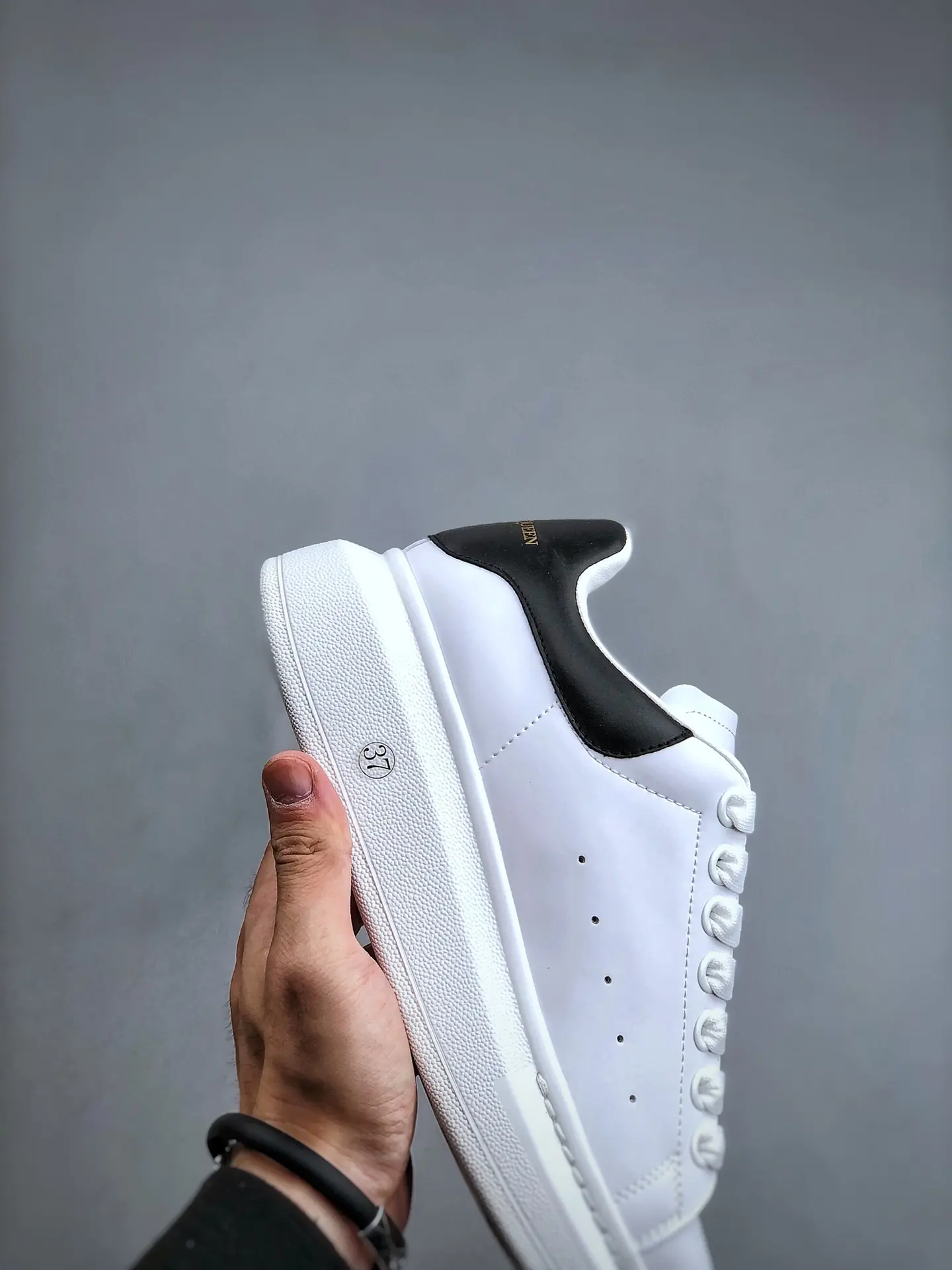 YASSW | Replica Alexander McQueen White and Black Leather Oversized Sneakers