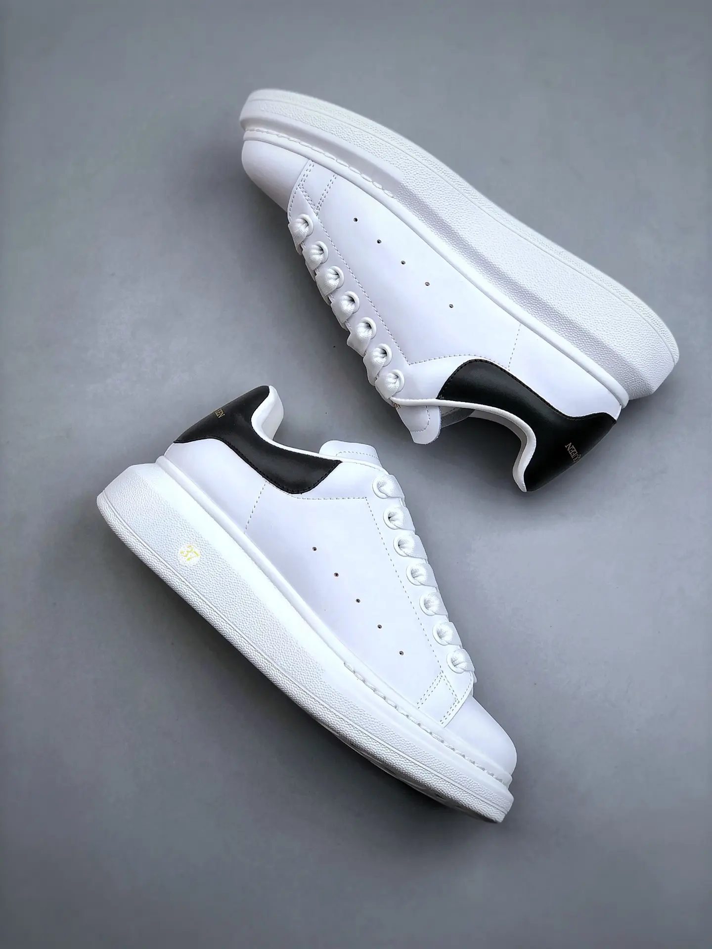 YASSW | Replica Alexander McQueen White and Black Leather Oversized Sneakers