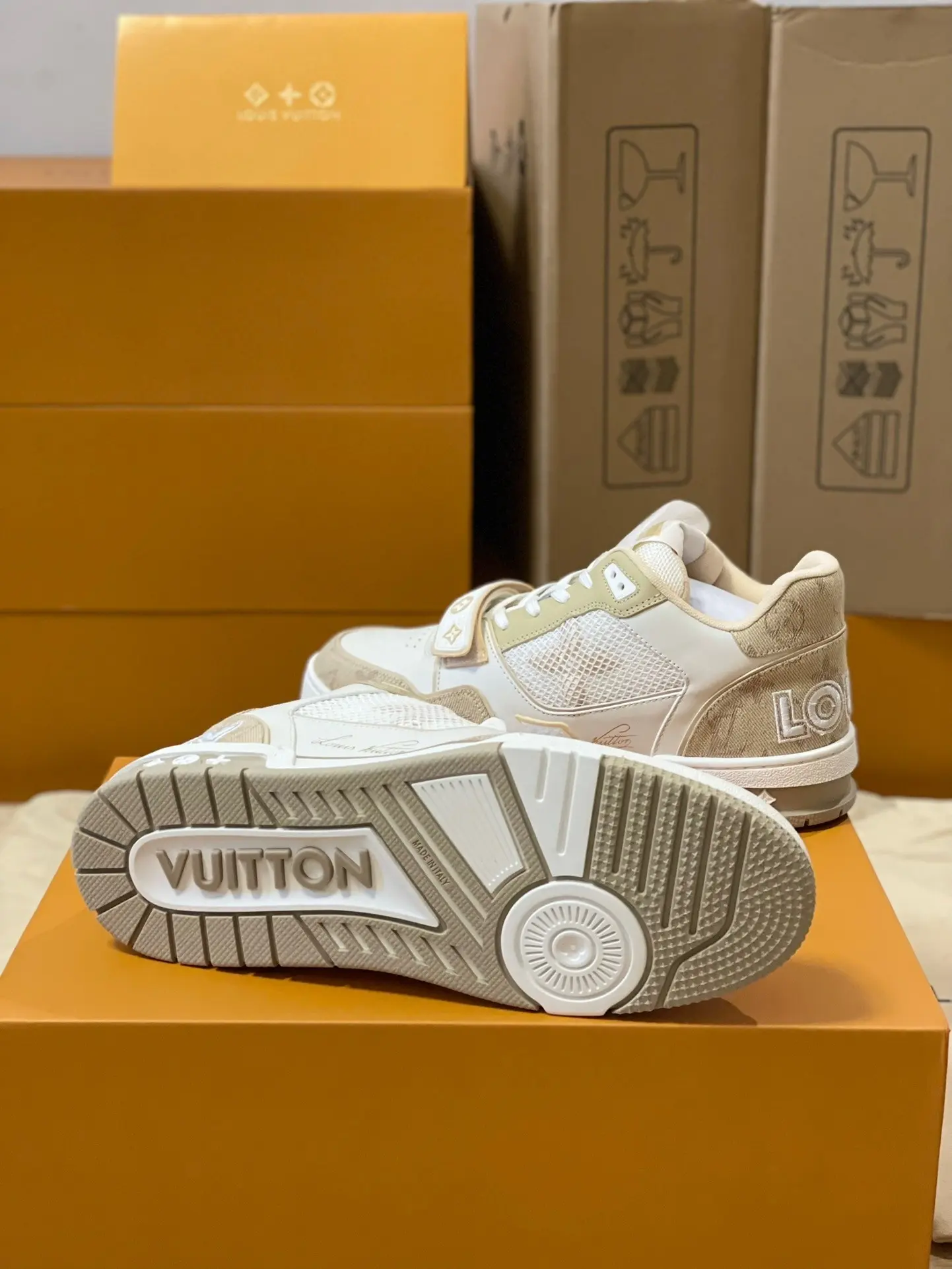 YASSW | Louis Vuitton Men's LV Trainer Velcro Sneakers Monogram Denim and Leather Replica